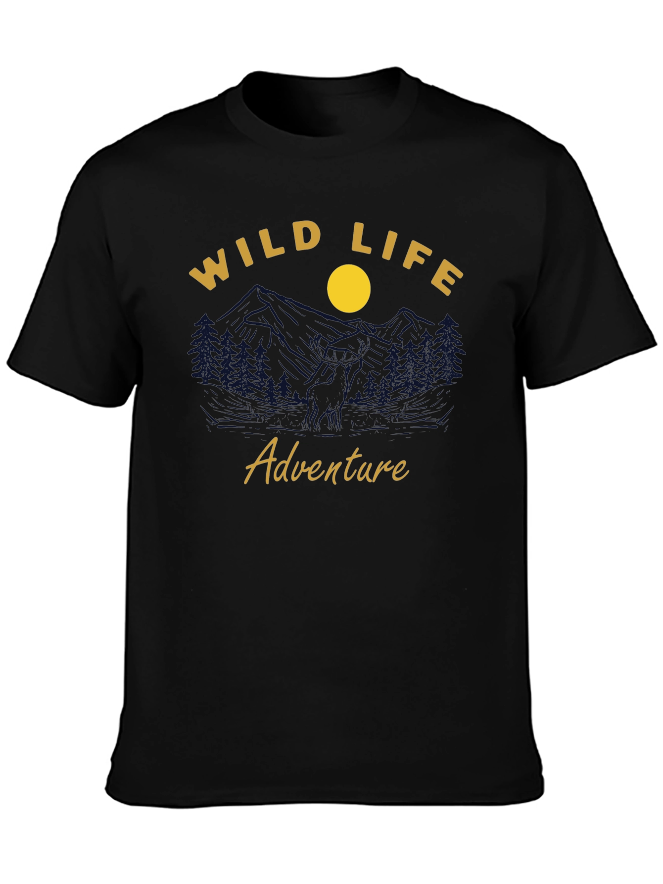 Black Wild Life Adventure Graphic T-Shirt - Men's Black Tee view 3