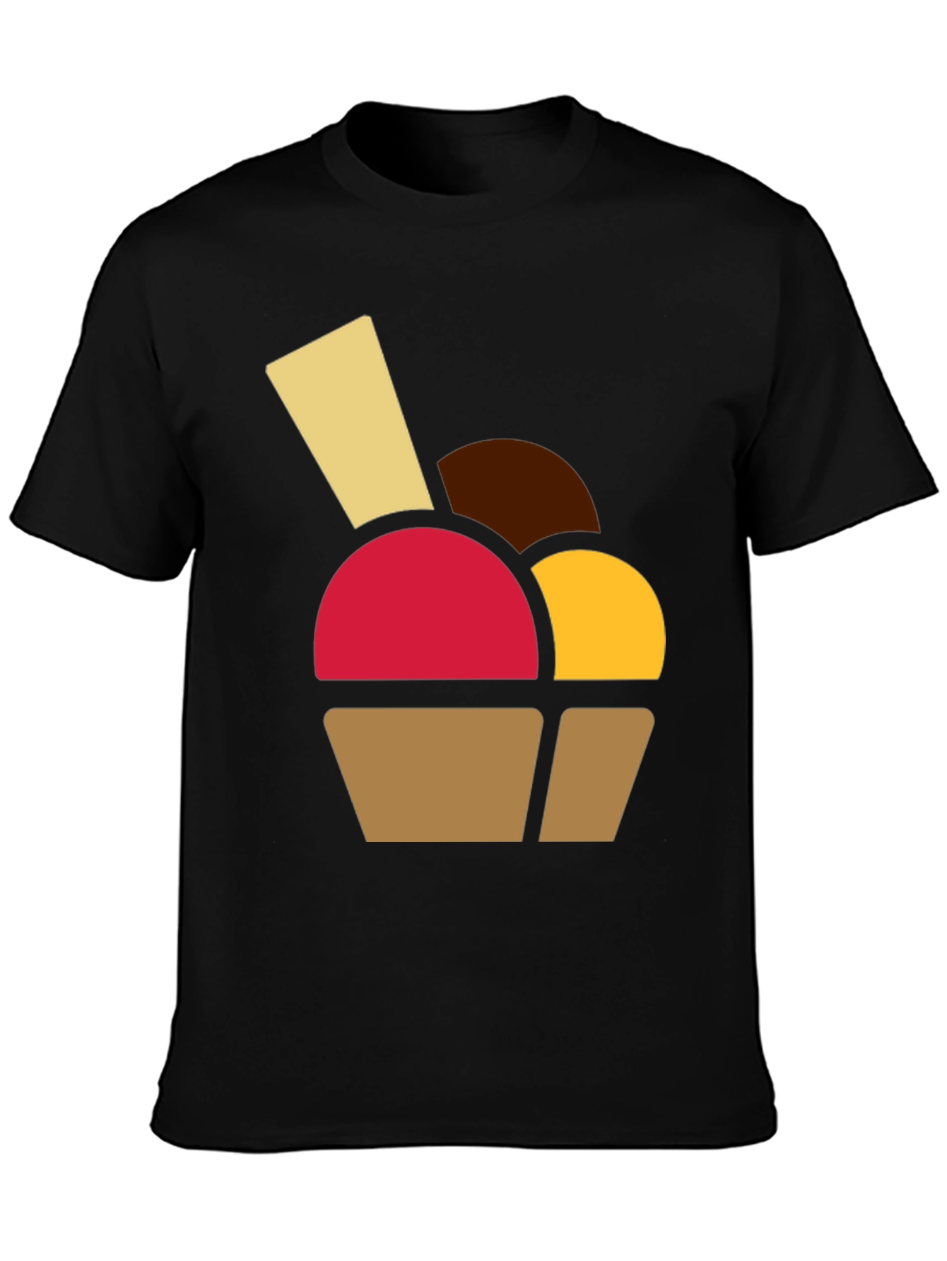 Black Fun Dessert Graphic Tee - Casual Black T-Shirt view 3
