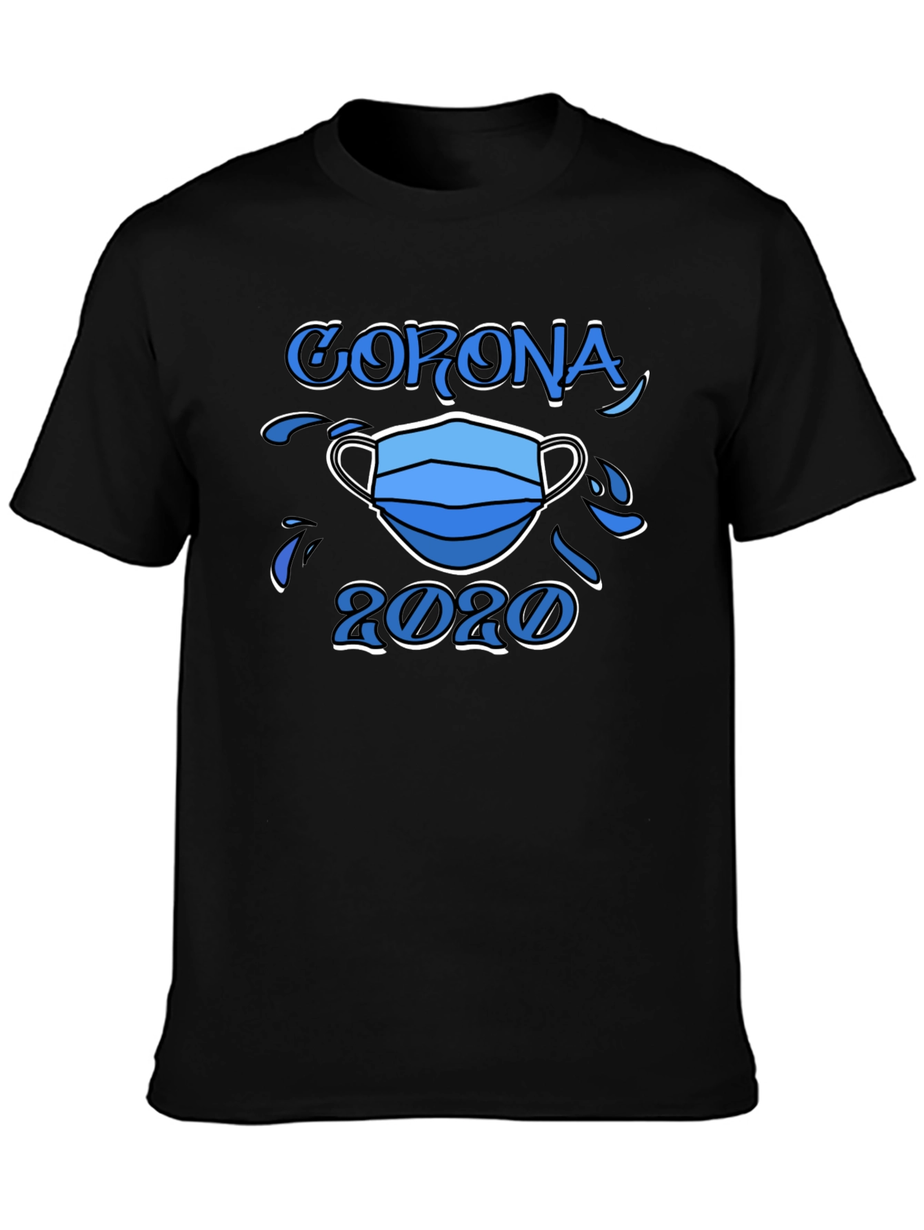 Black Corona 2020 Mask Graphic T-Shirt view 3
