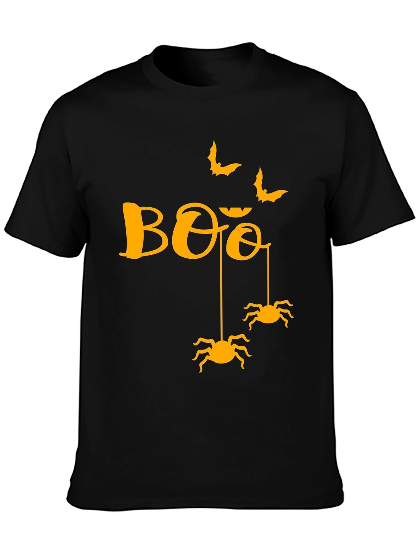 Black Halloween Boo Spiders & Bats Graphic Tee view 3
