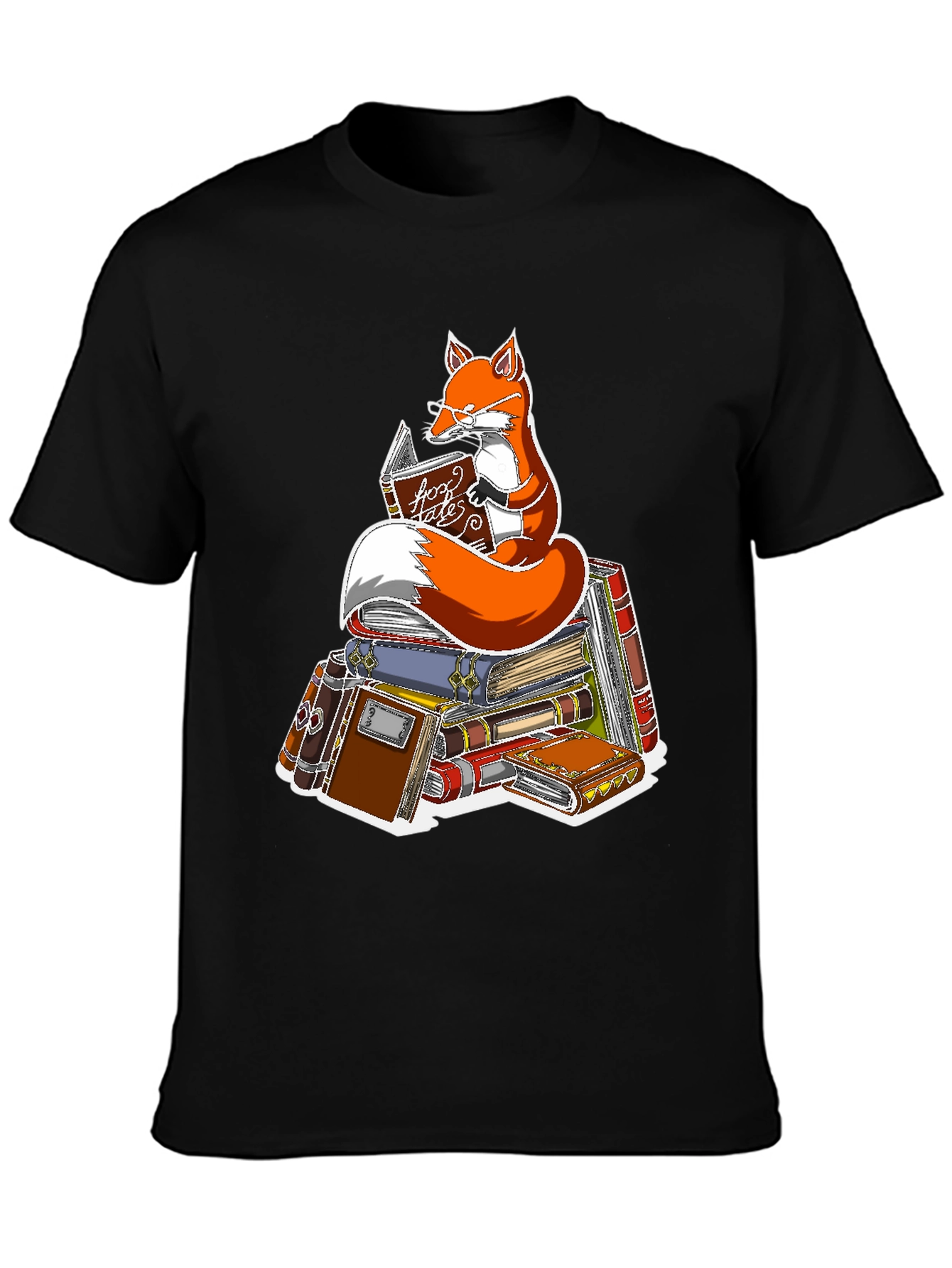Black Fox Reading Book T-Shirt - Smart Animal Tee view 3