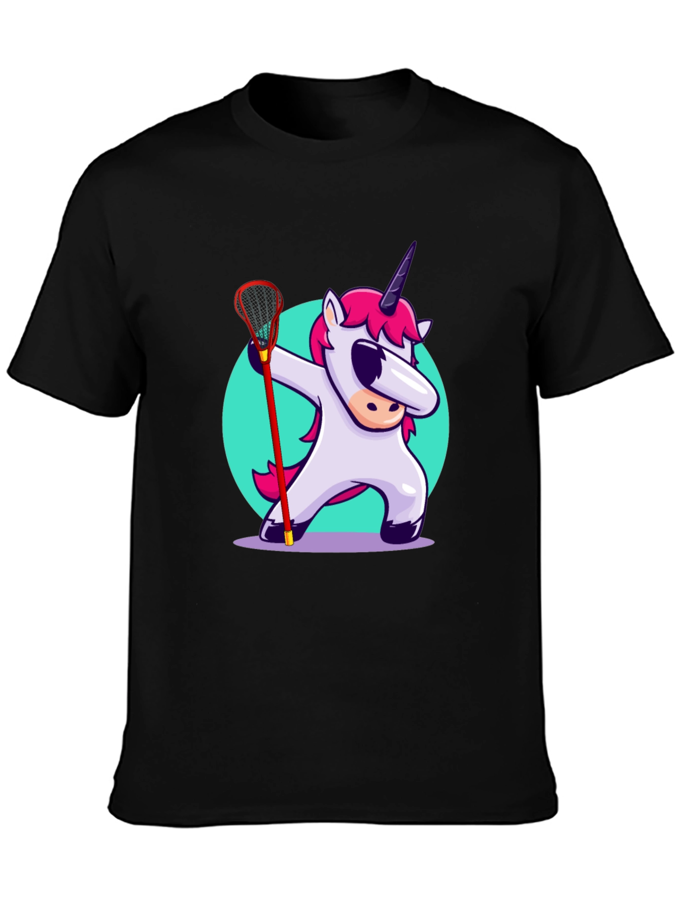Black Unicorn Lacrosse Dabbing T-Shirt - Black view 3