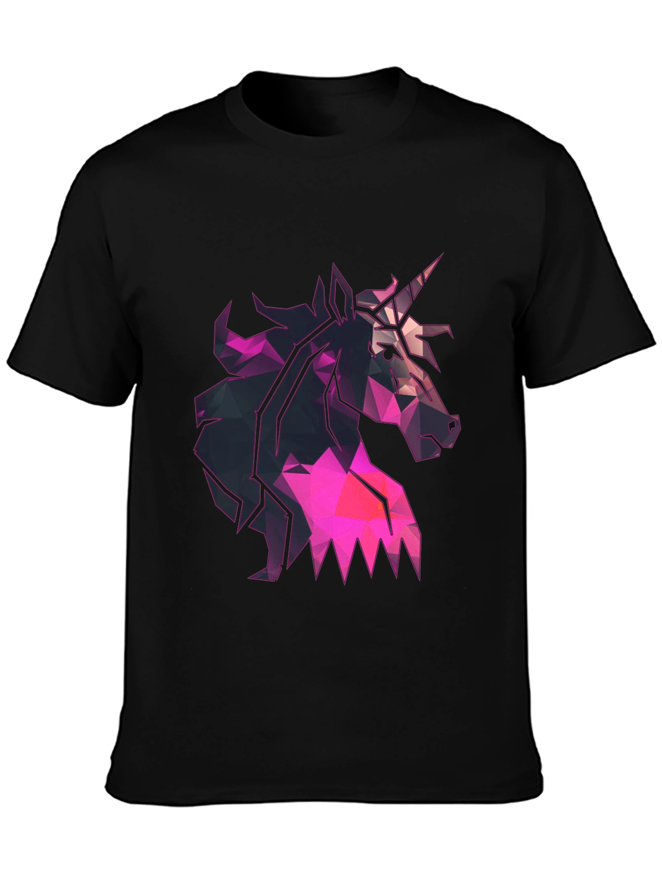 Black Geometric Unicorn Graphic Tee - Black T-Shirt view 3