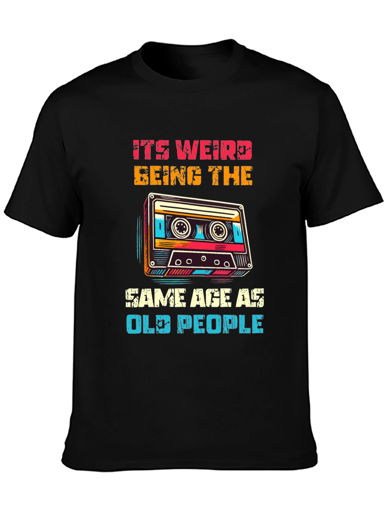 Black Retro Cassette Tape Graphic T-Shirt view 3