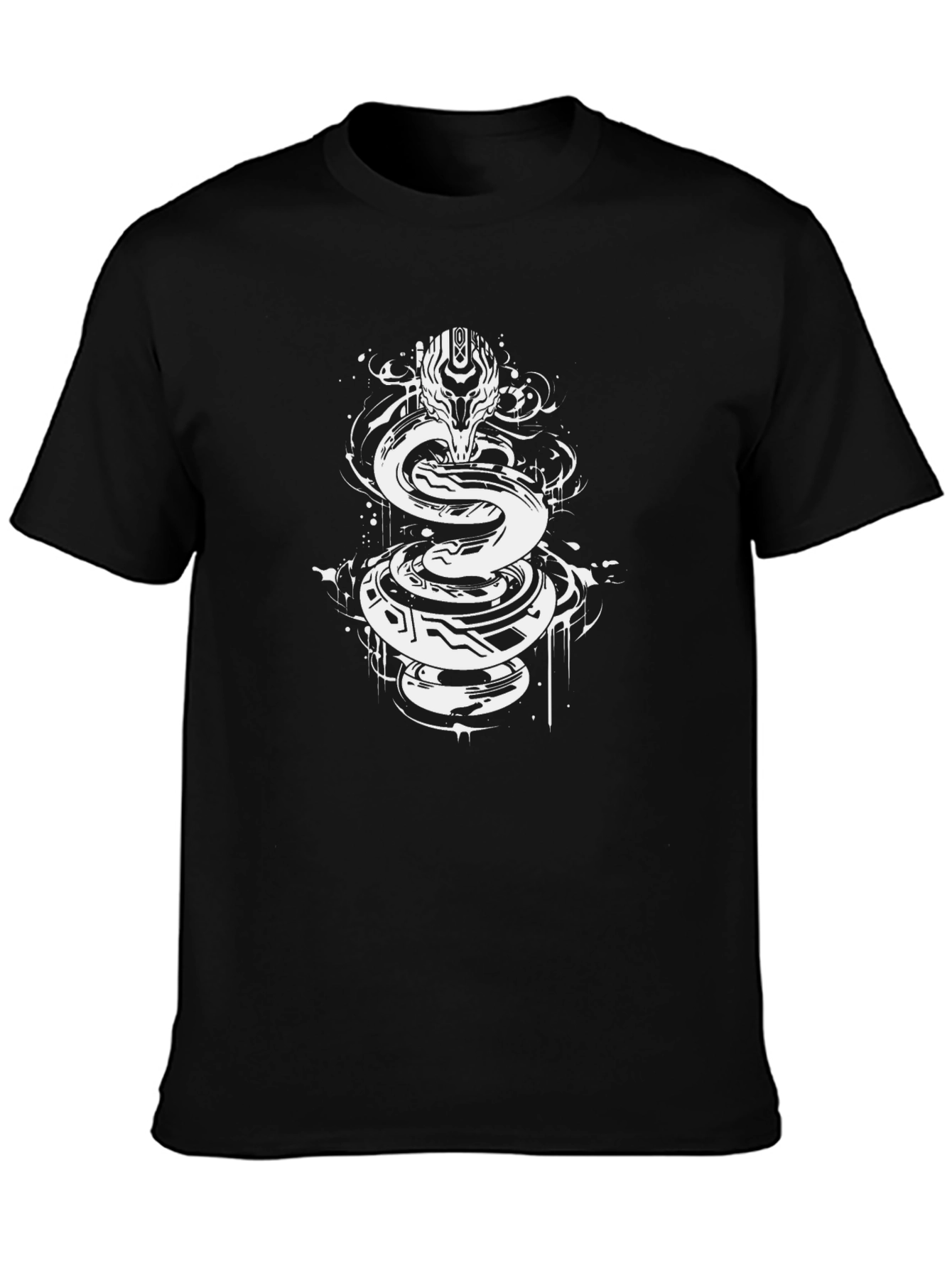 Black Abstract Serpent Graphic Tee view 3