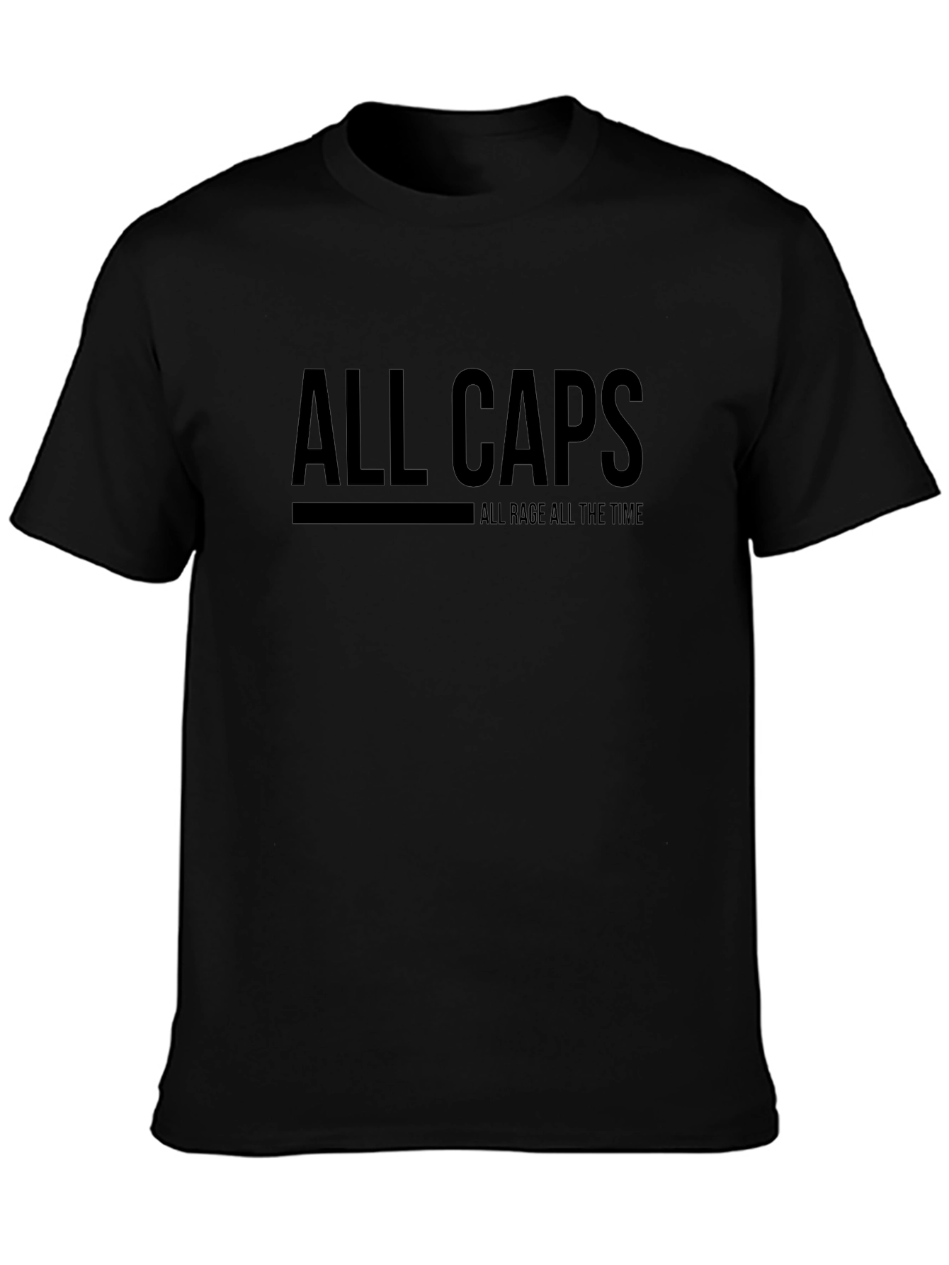 Black All Caps All Rage T-Shirt - Bold Statement Tee view 3