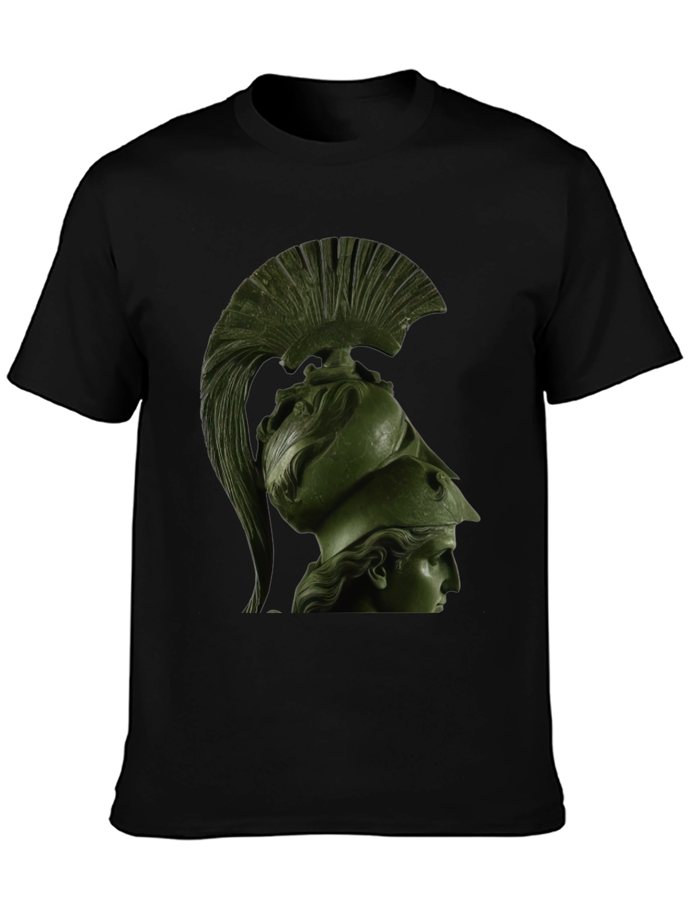 Black Spartan Helmet Graphic Tee - Black Cotton T-Shirt view 3