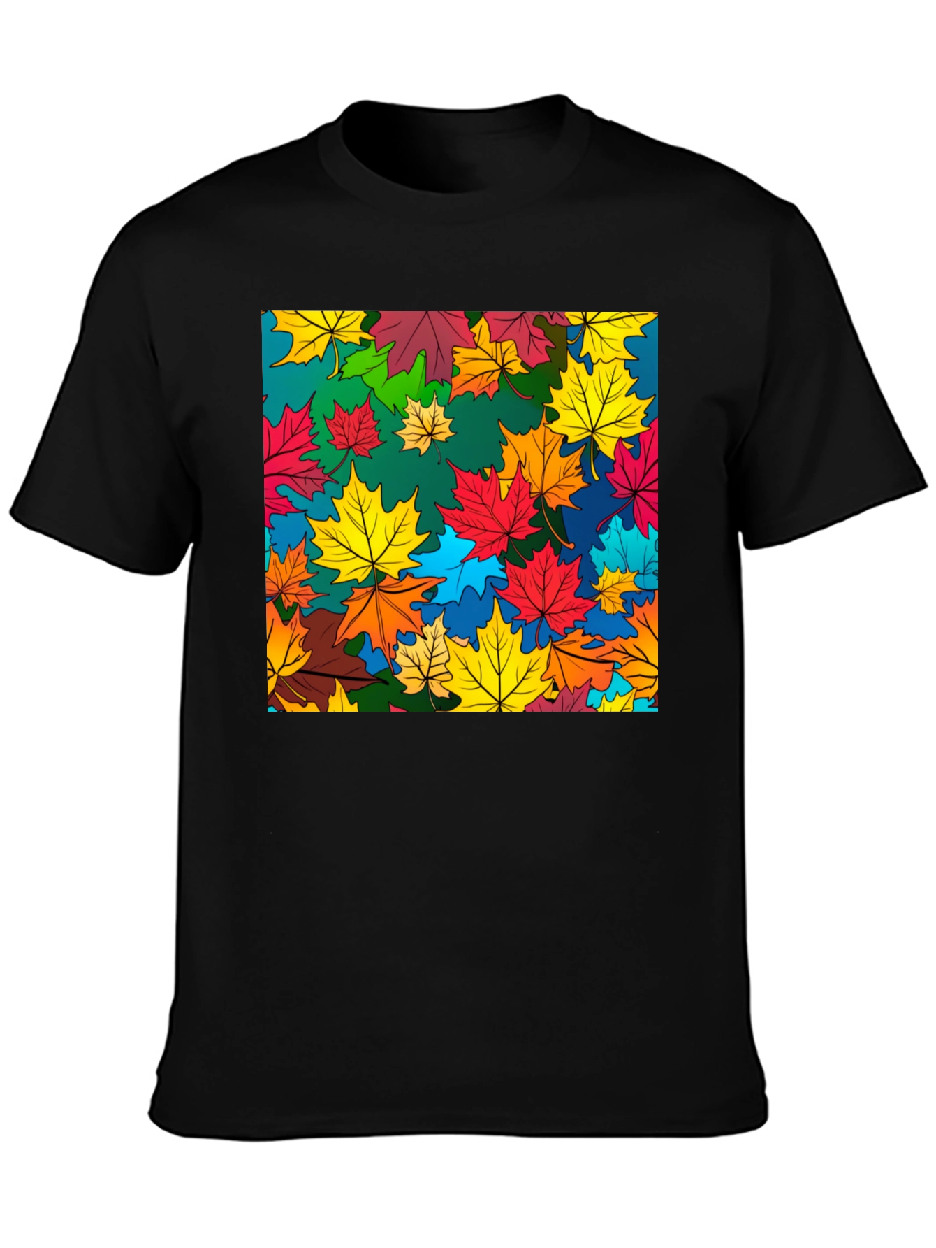 Black Autumn Leaves Graphic Tee - Stylish Nature Design view 3