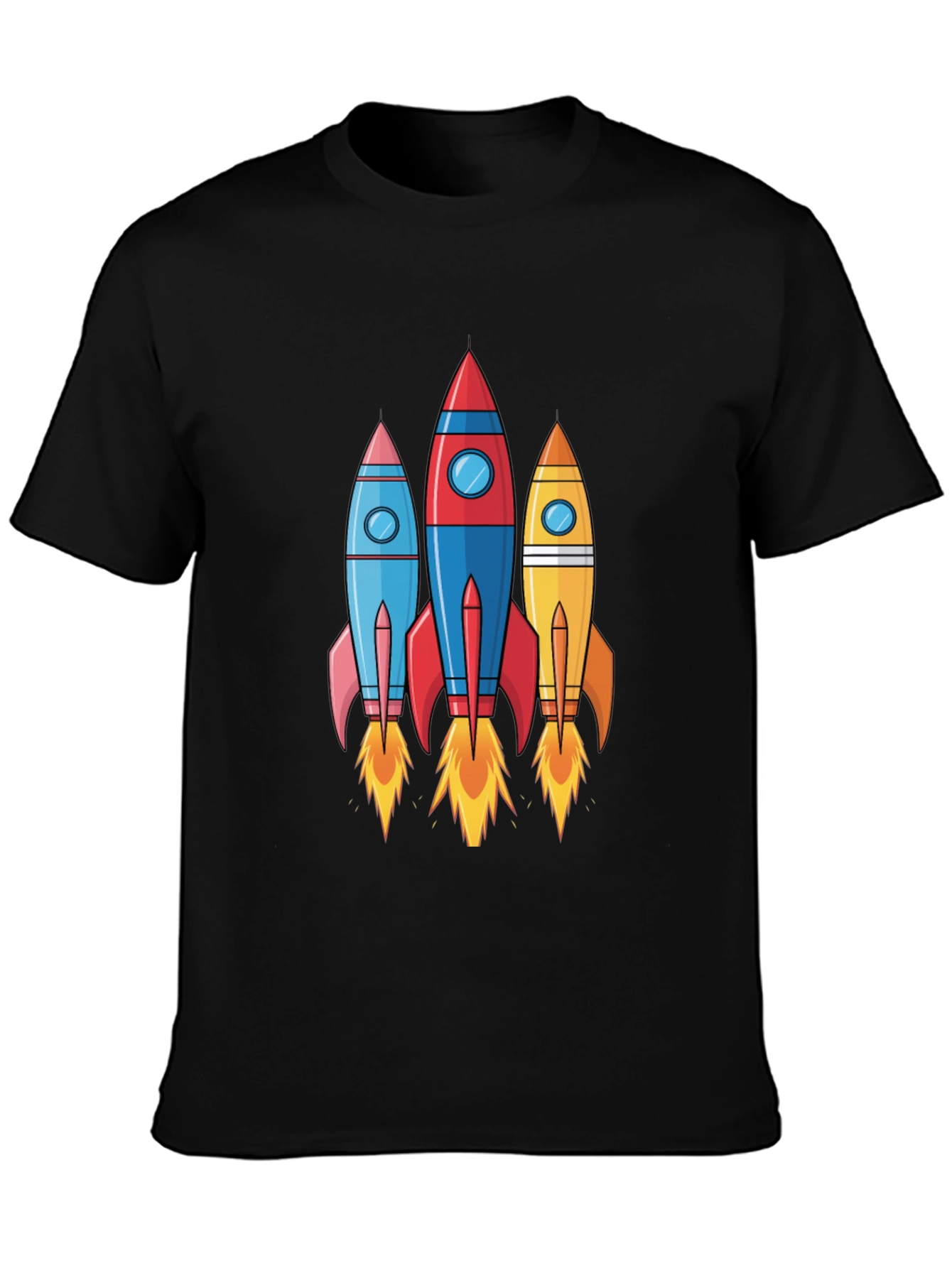 Black Rocket Launch T-Shirt - Space Adventure Design view 3