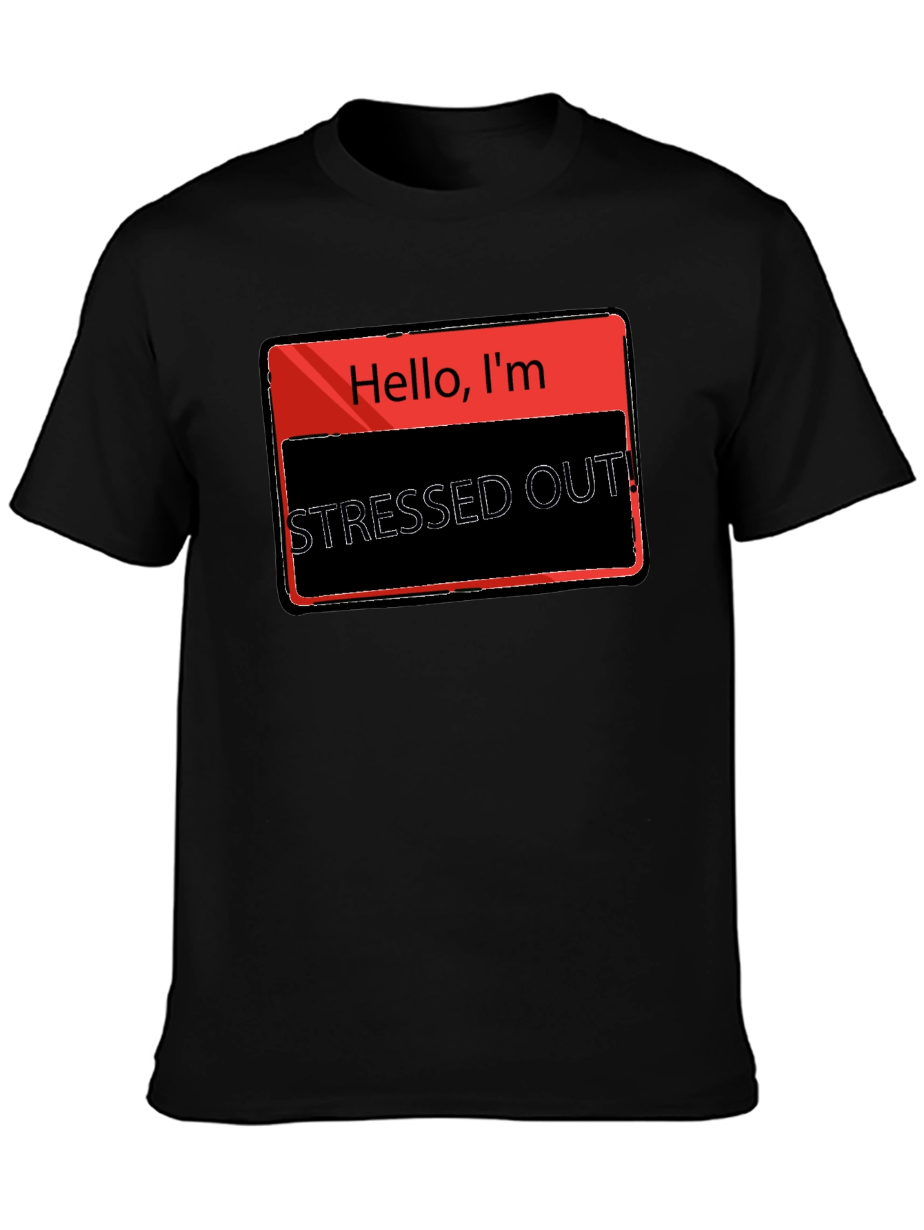Black Stressed Out T-Shirt - Funny Graphic Tee view 3