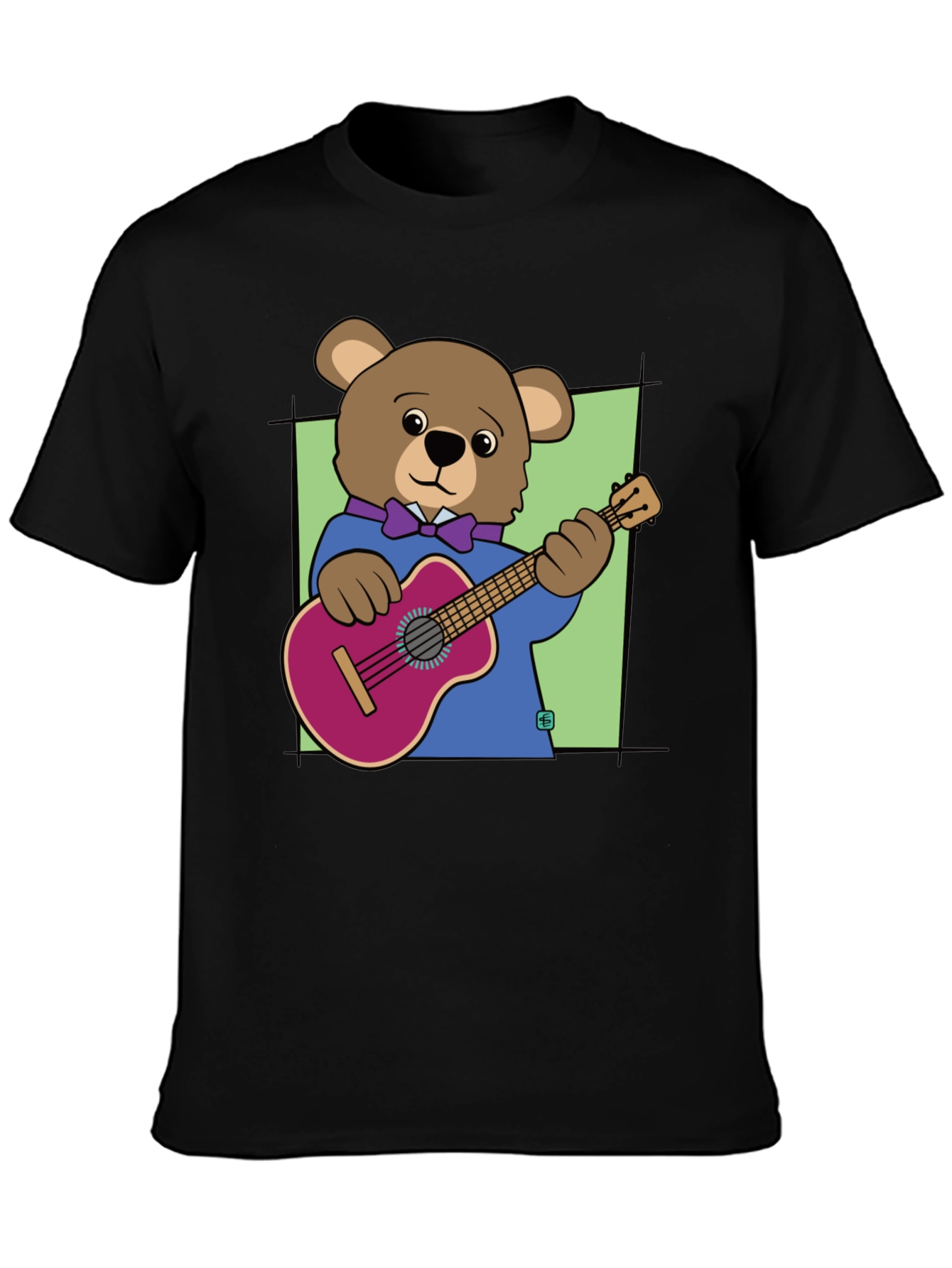 Black Bear Playing Guitar Graphic Tee - Cool Musician T-Shirt view 3