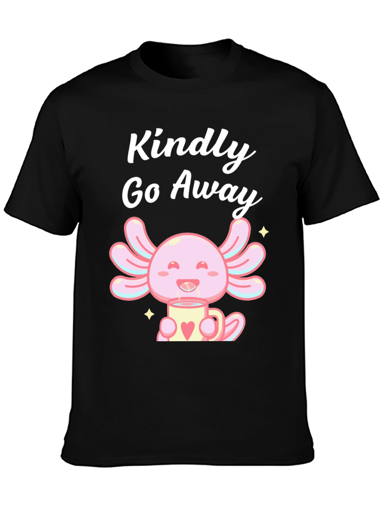 Black Kindly Go Away Axolotl T-Shirt view 3