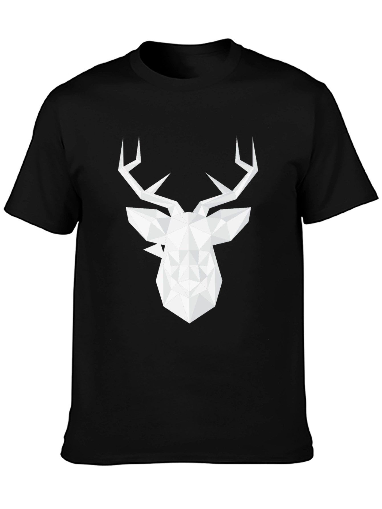 Black Geometric Deer Graphic Tee - Modern Style view 3