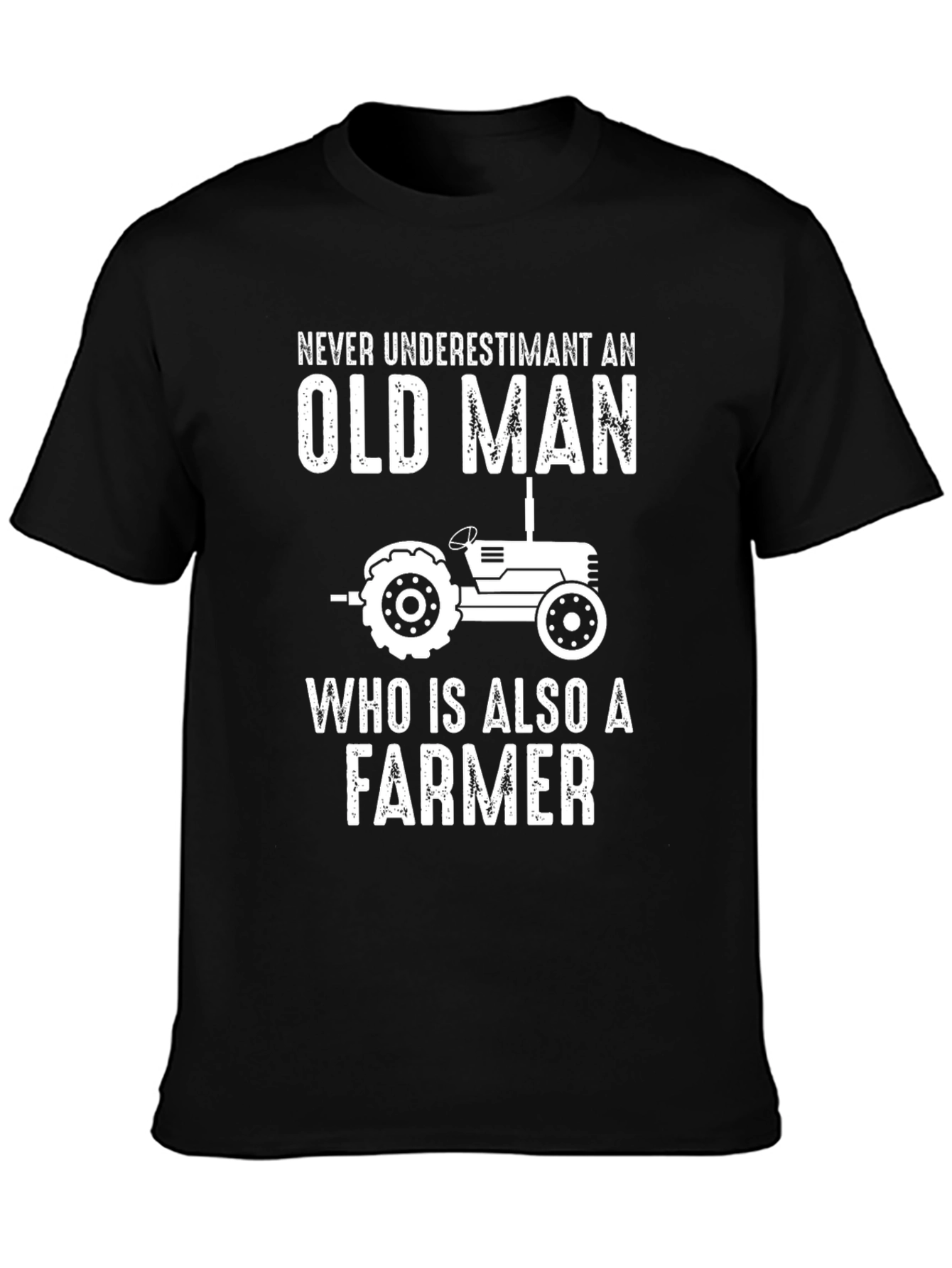 Black Never Underestimate Old Man Farmer T-Shirt view 3