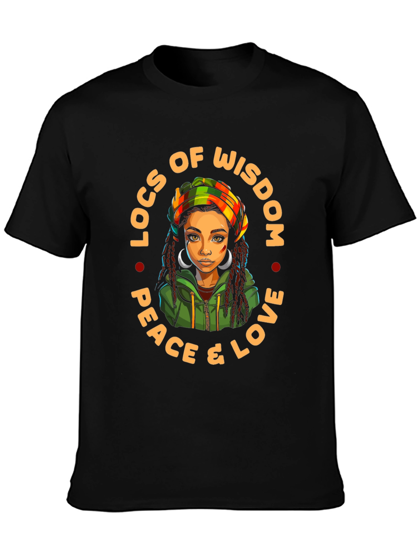Black Locs of Wisdom T-Shirt: Peace & Love Tee view 3