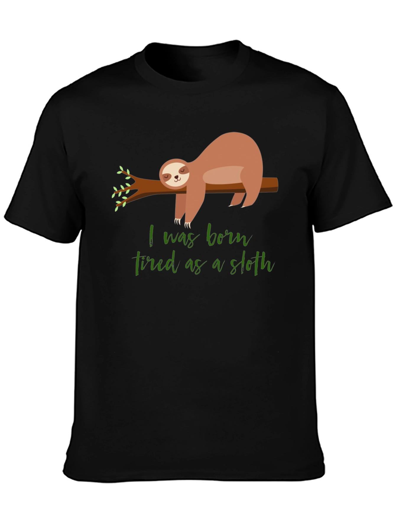 Black Born Tired Sloth Graphic T-Shirt - Unisex Cotton Tee view 3