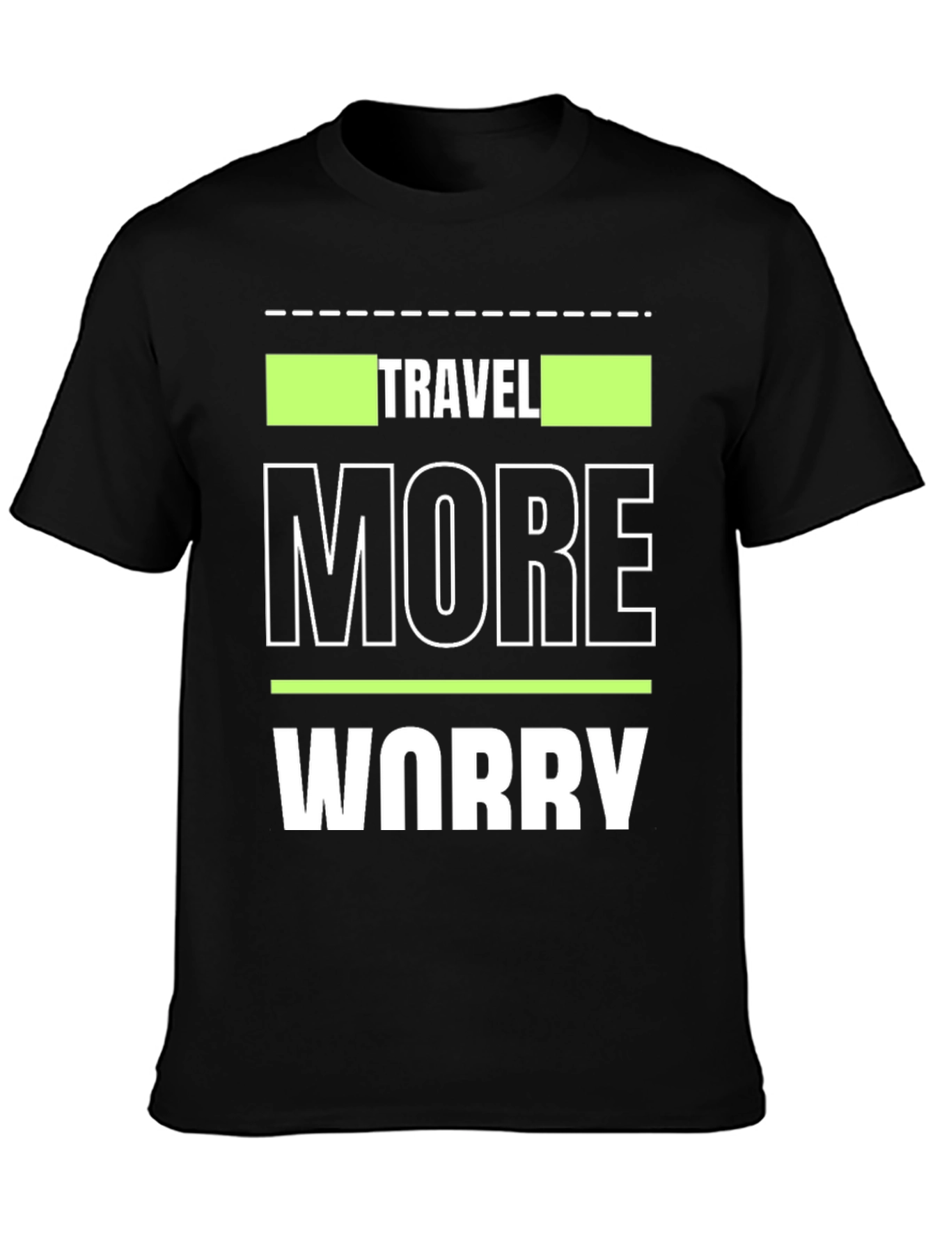 Black Travel More Worry Less Graphic Tee - Black Cotton T-Shirt view 3