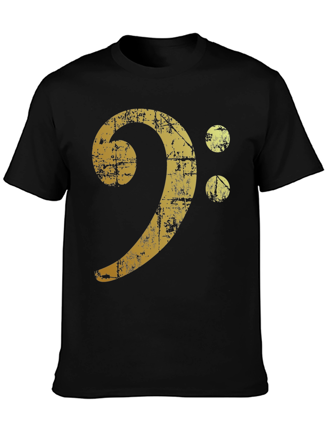 Black Vintage Bass Clef Graphic T-Shirt view 3