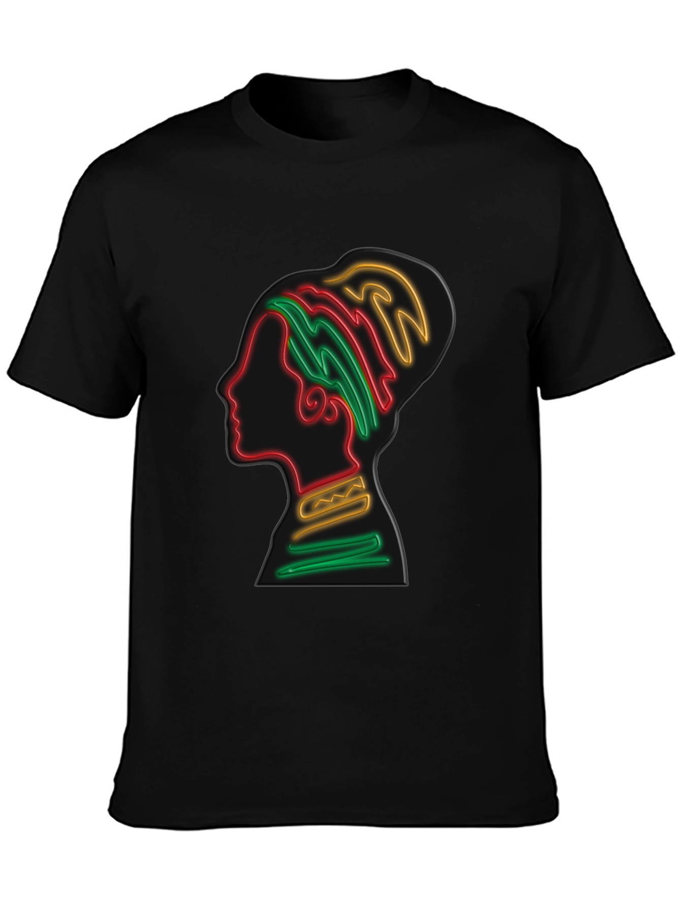 Black Vibrant Neon Silhouette Graphic Tee - Unisex Black T-Shirt view 3