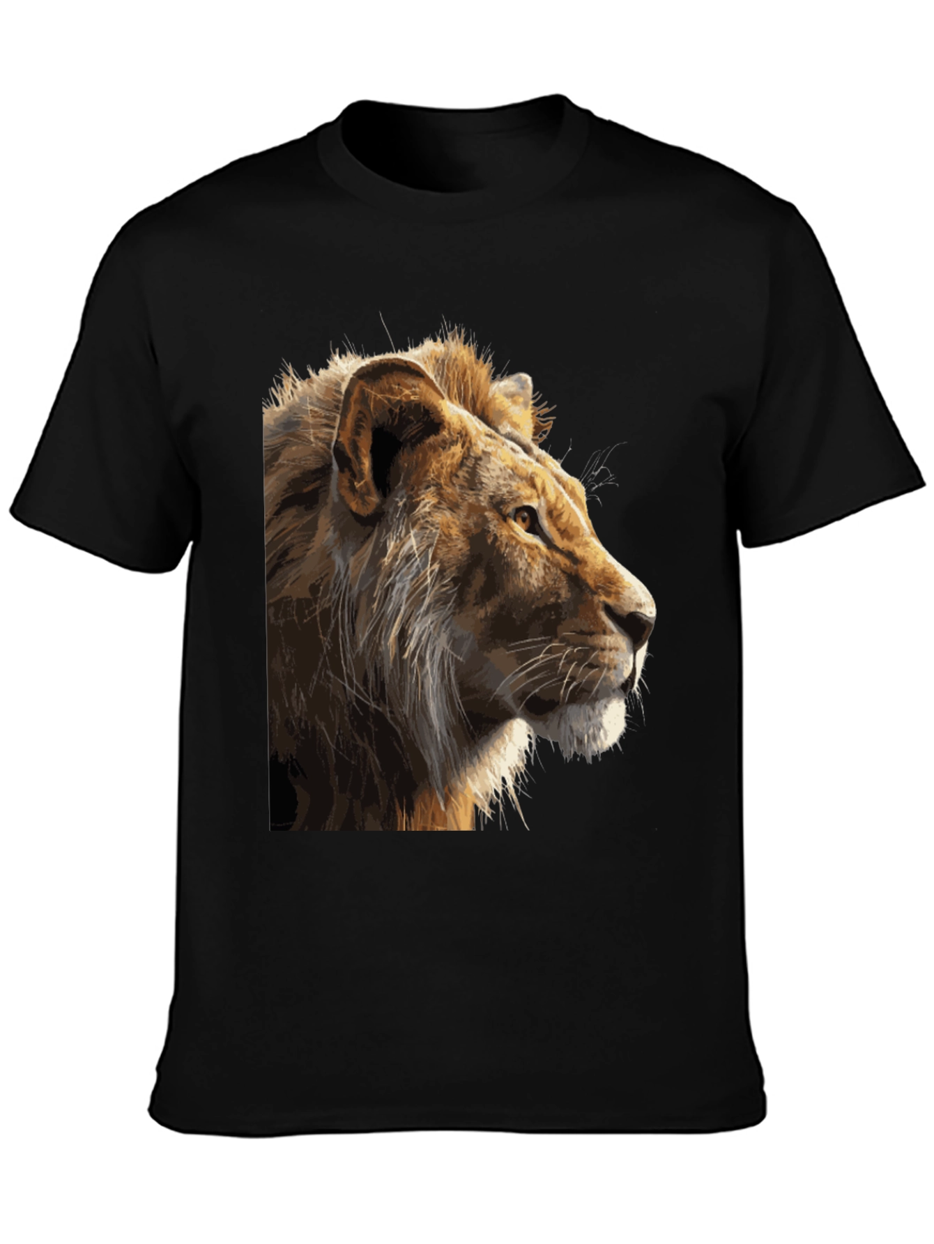 Black Lion Graphic Print Black T-Shirt view 3