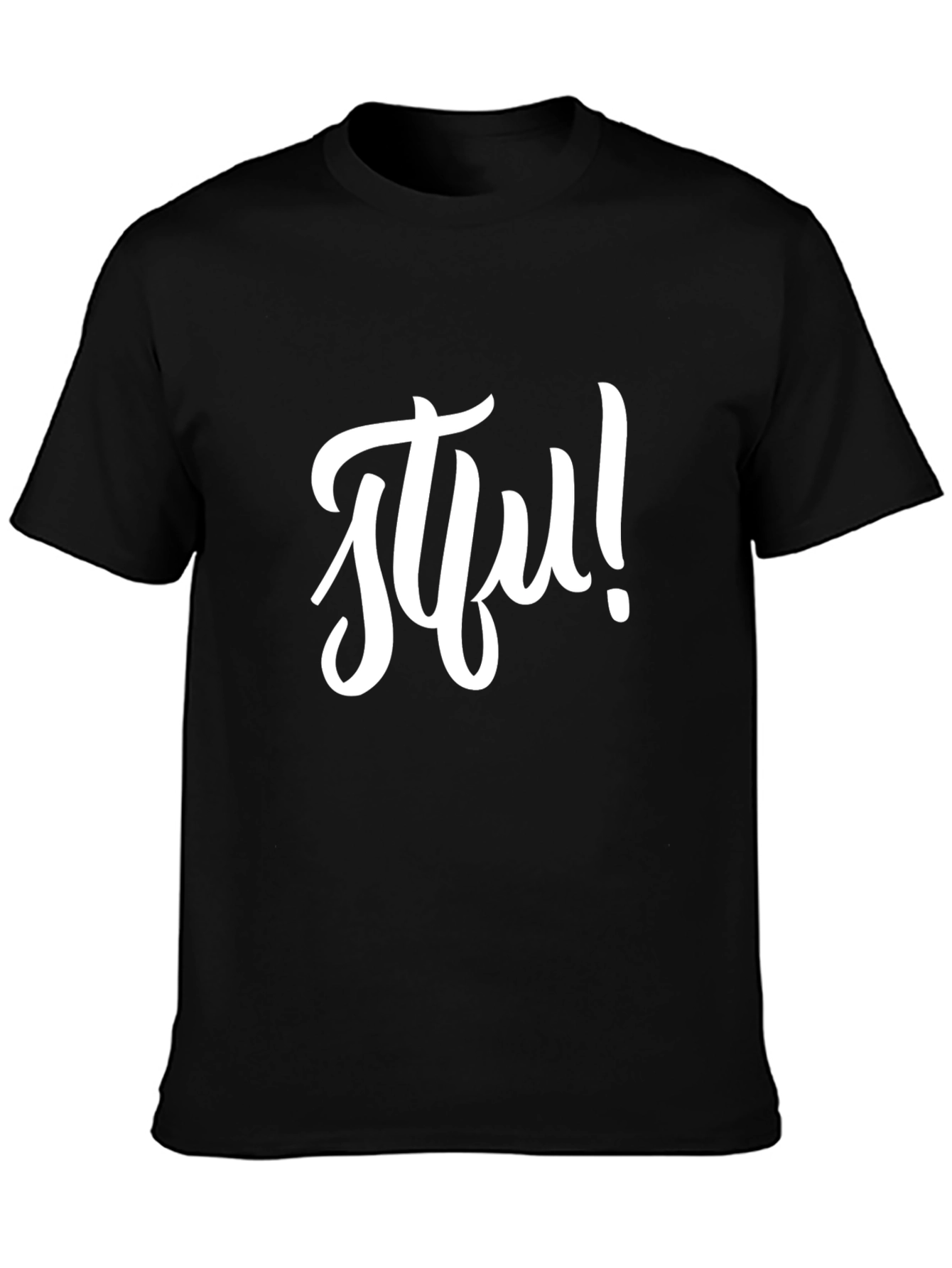 Black STFU Graphic Tee - Black Crew Neck T-Shirt view 3