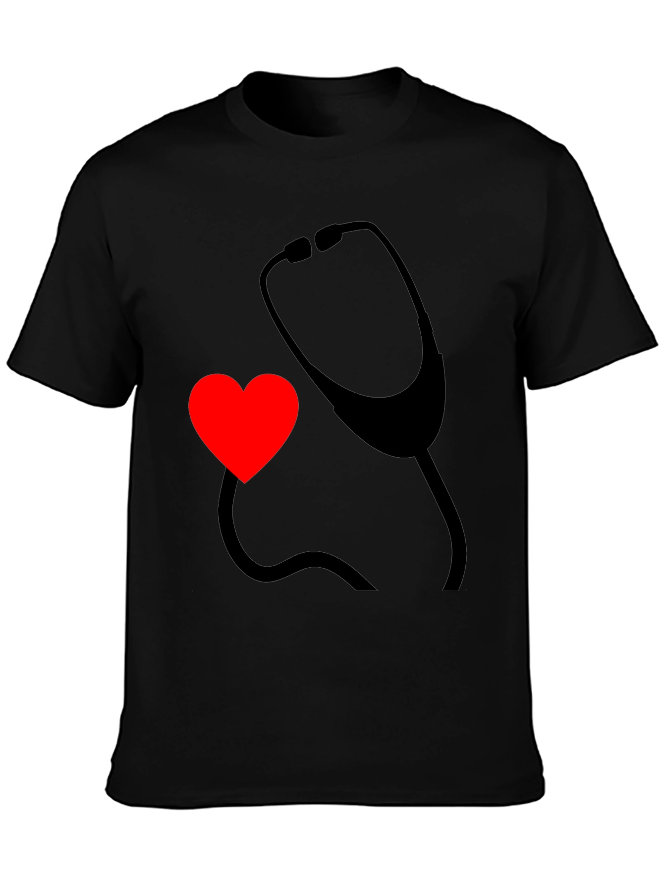 Black Heart & Stethoscope Black Graphic Tee - Doctor Love view 3