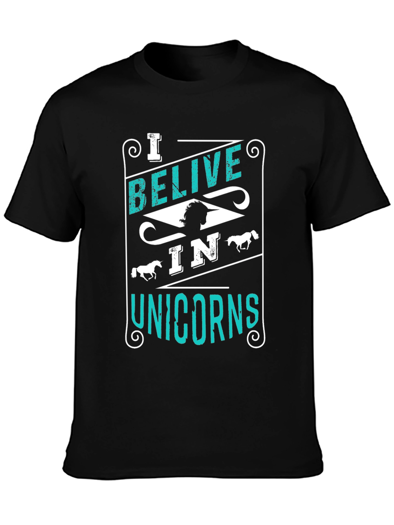 Black Believe in Unicorns Graphic Tee - Black Cotton Shirt view 3