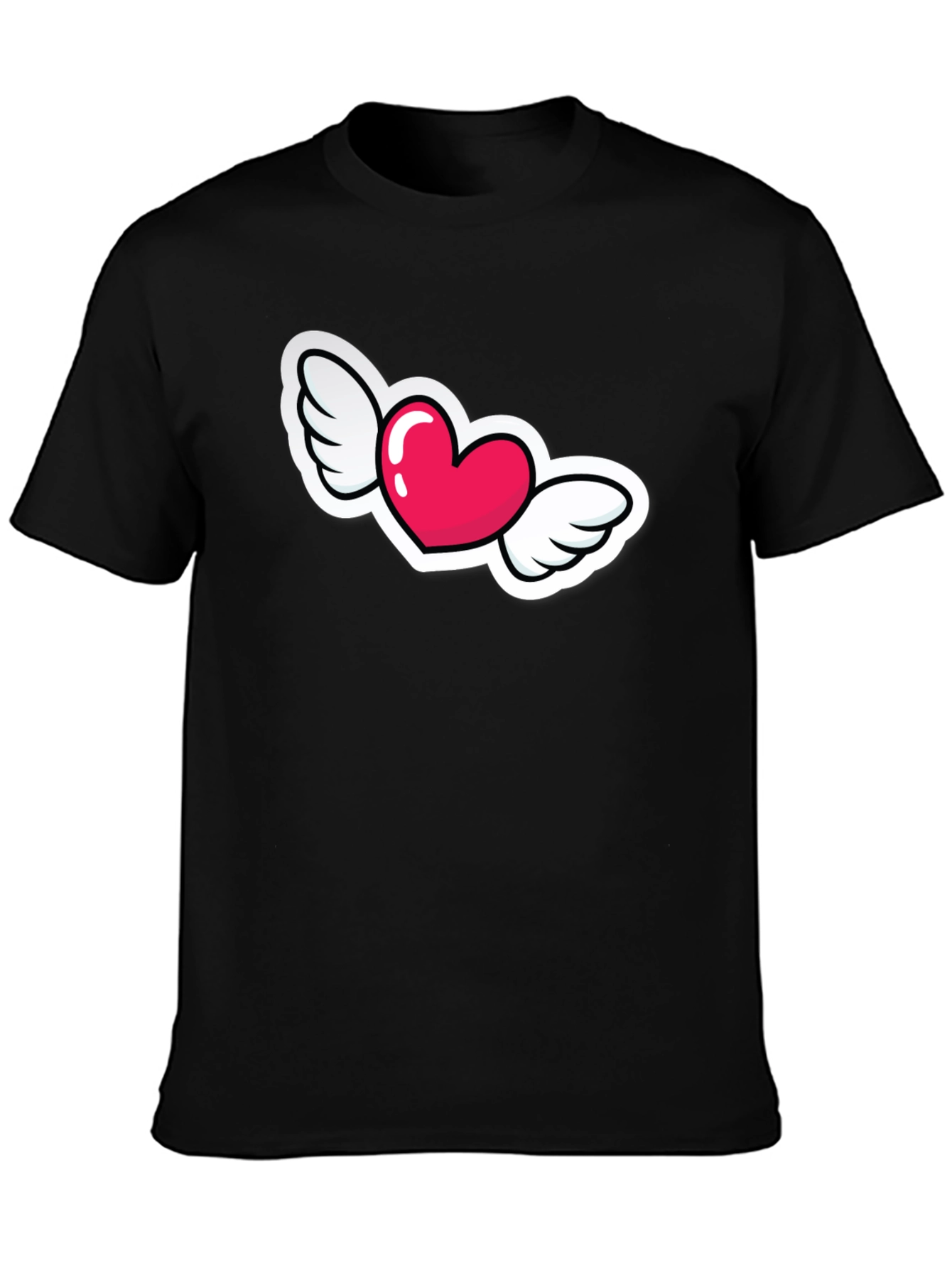 Black Heart with Wings Graphic Black T-Shirt view 3