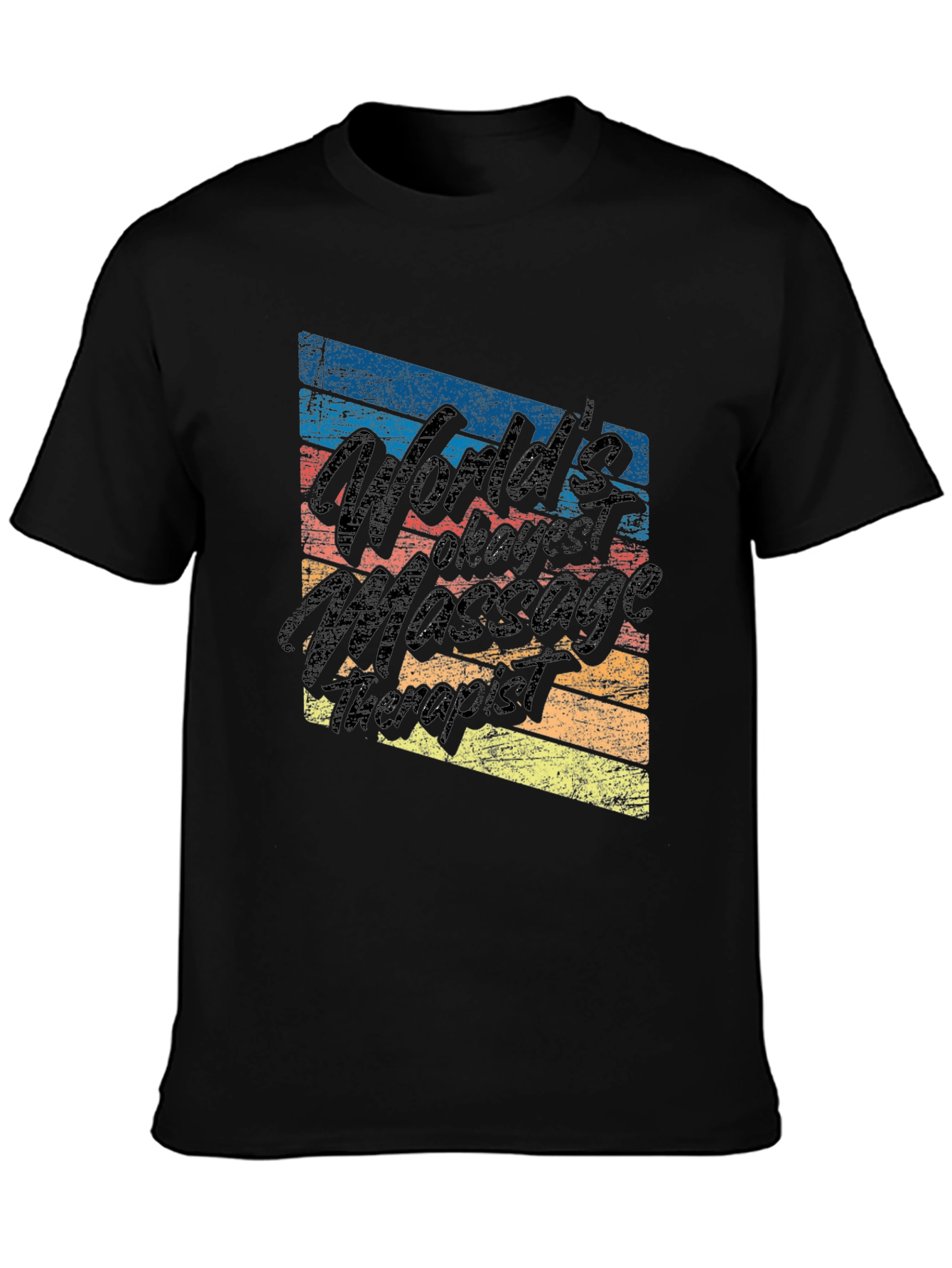 Black Retro Massage Therapist T-Shirt view 3