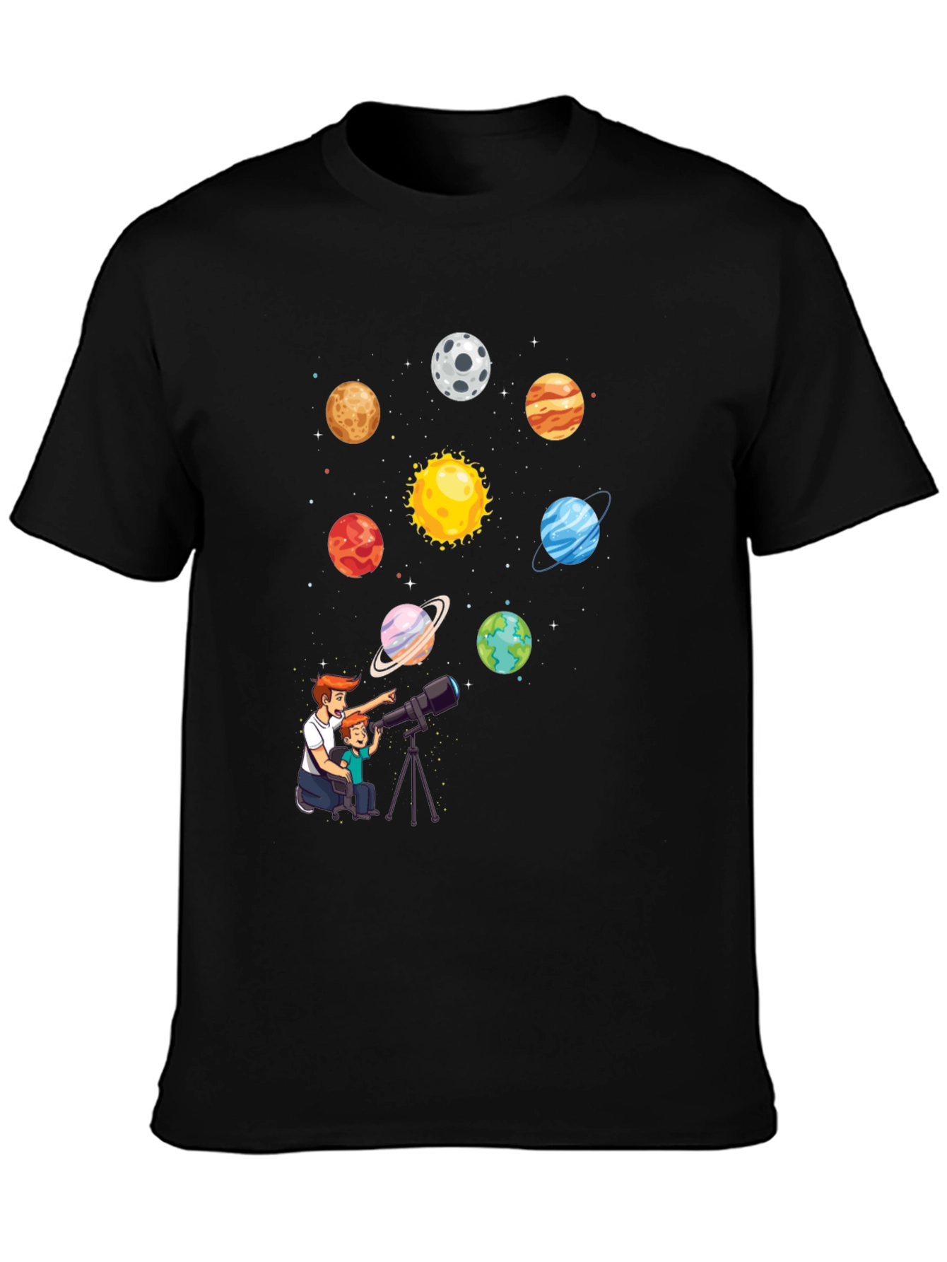 Black Dad & Son Planets Graphic Tee view 3