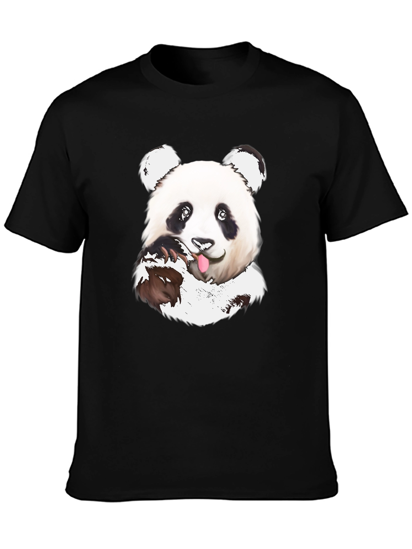 Black Cute Panda T-Shirt - Black Cotton Tee view 3