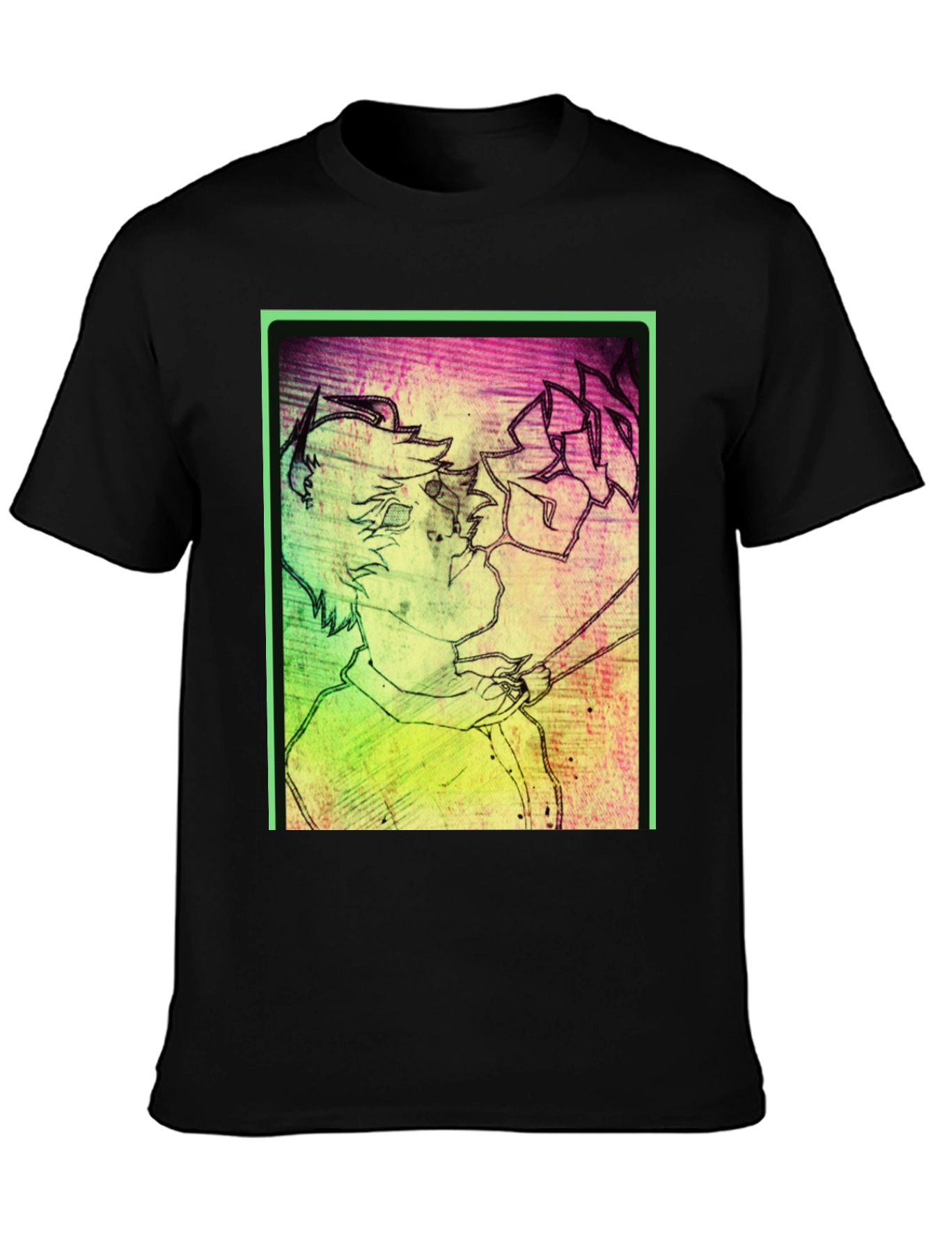 Black Abstract Graphic Print Black T-Shirt view 3