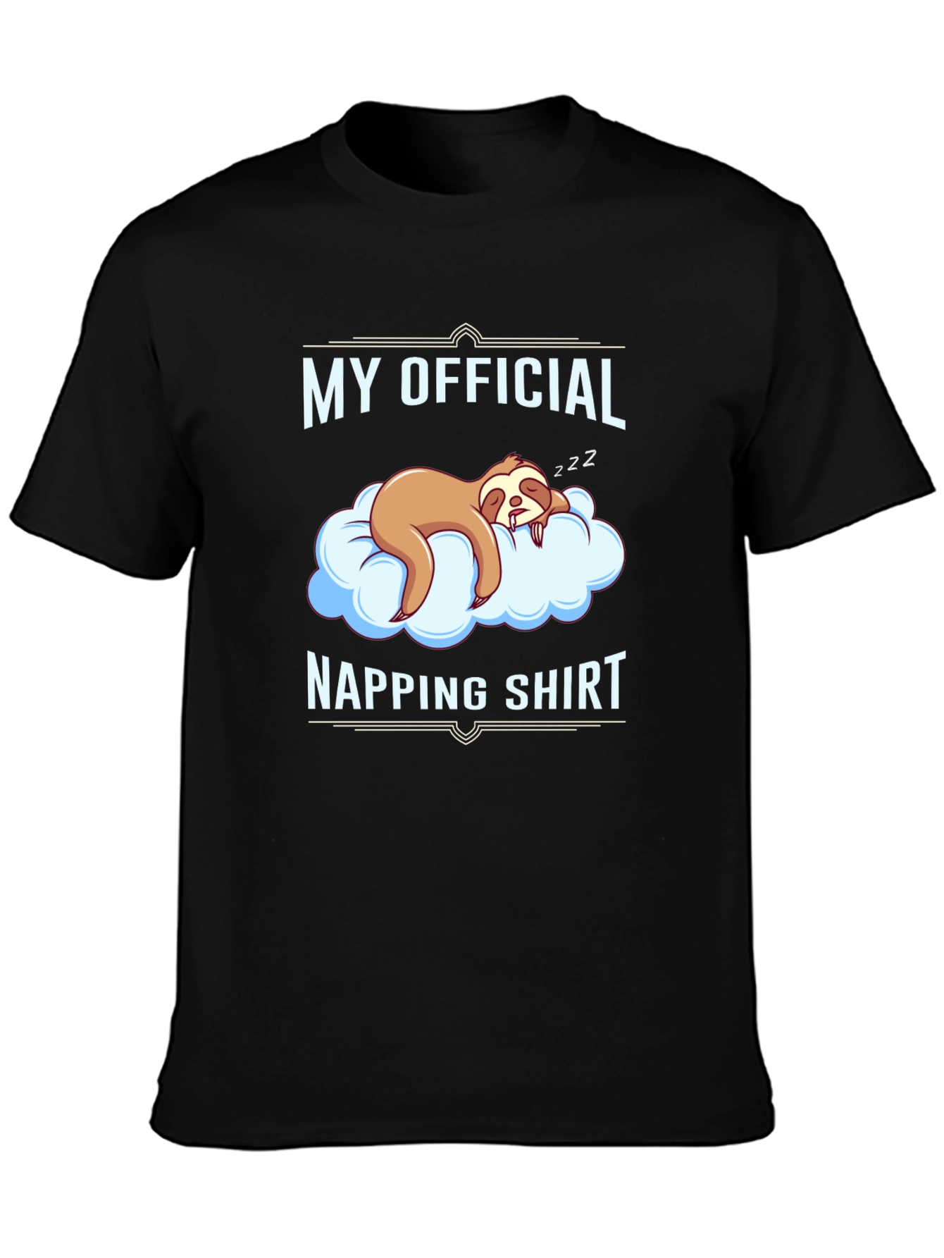 Black Sloth Napping Shirt - Funny Sleep T-Shirt view 3