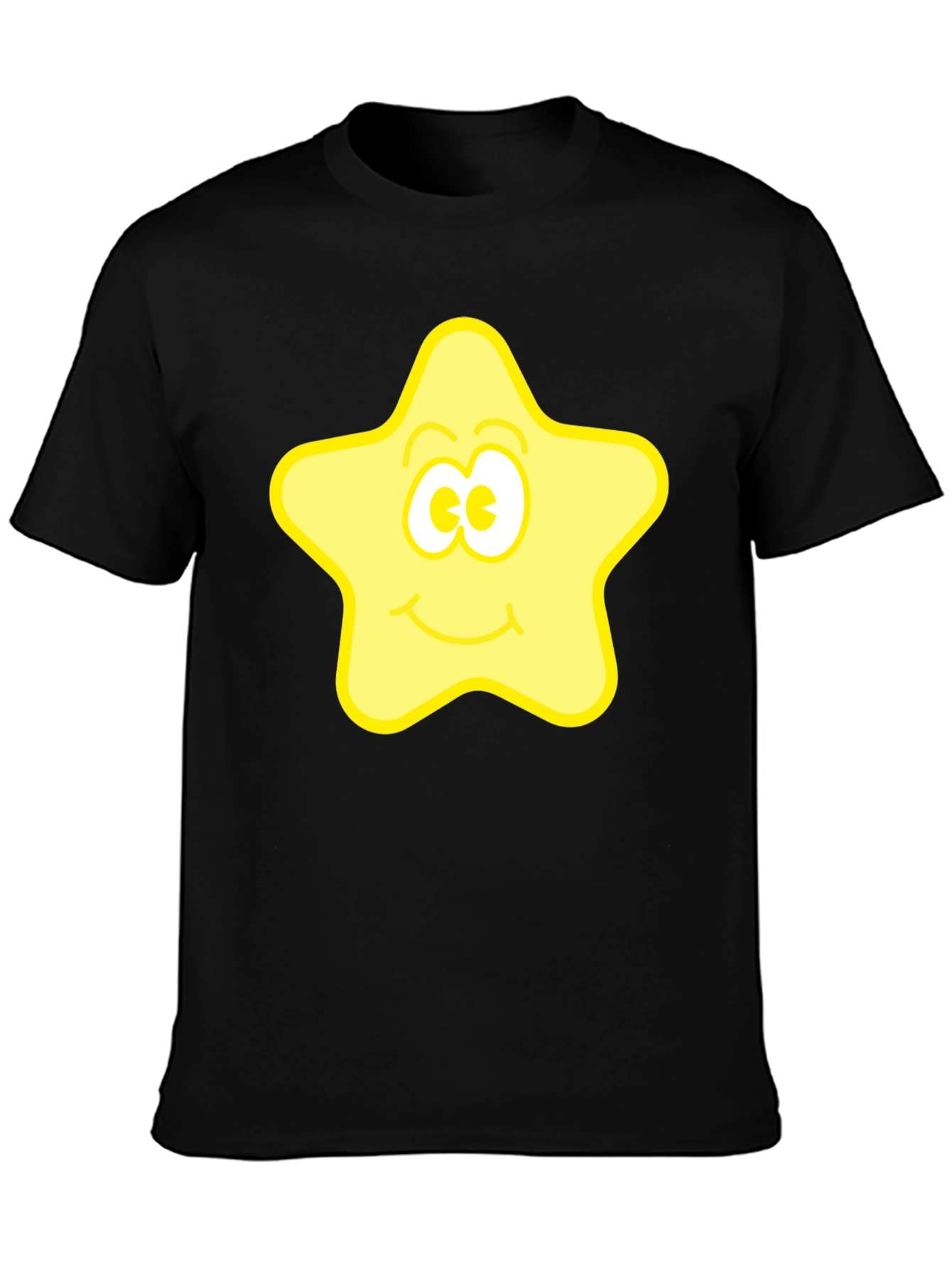 Black Happy Star Graphic Black T-Shirt view 3