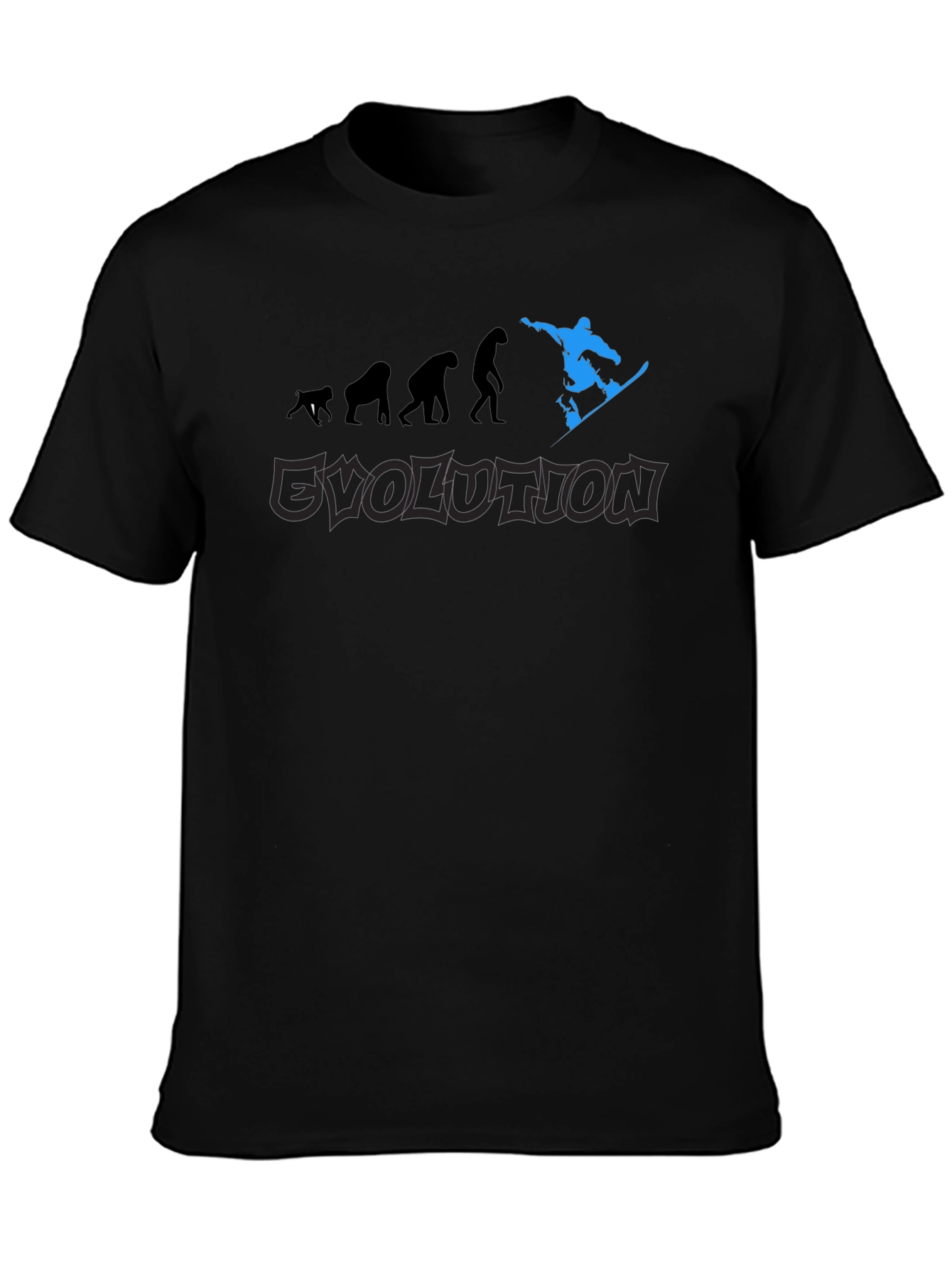 Black Evolution of Snowboarding Graphic Tee view 3