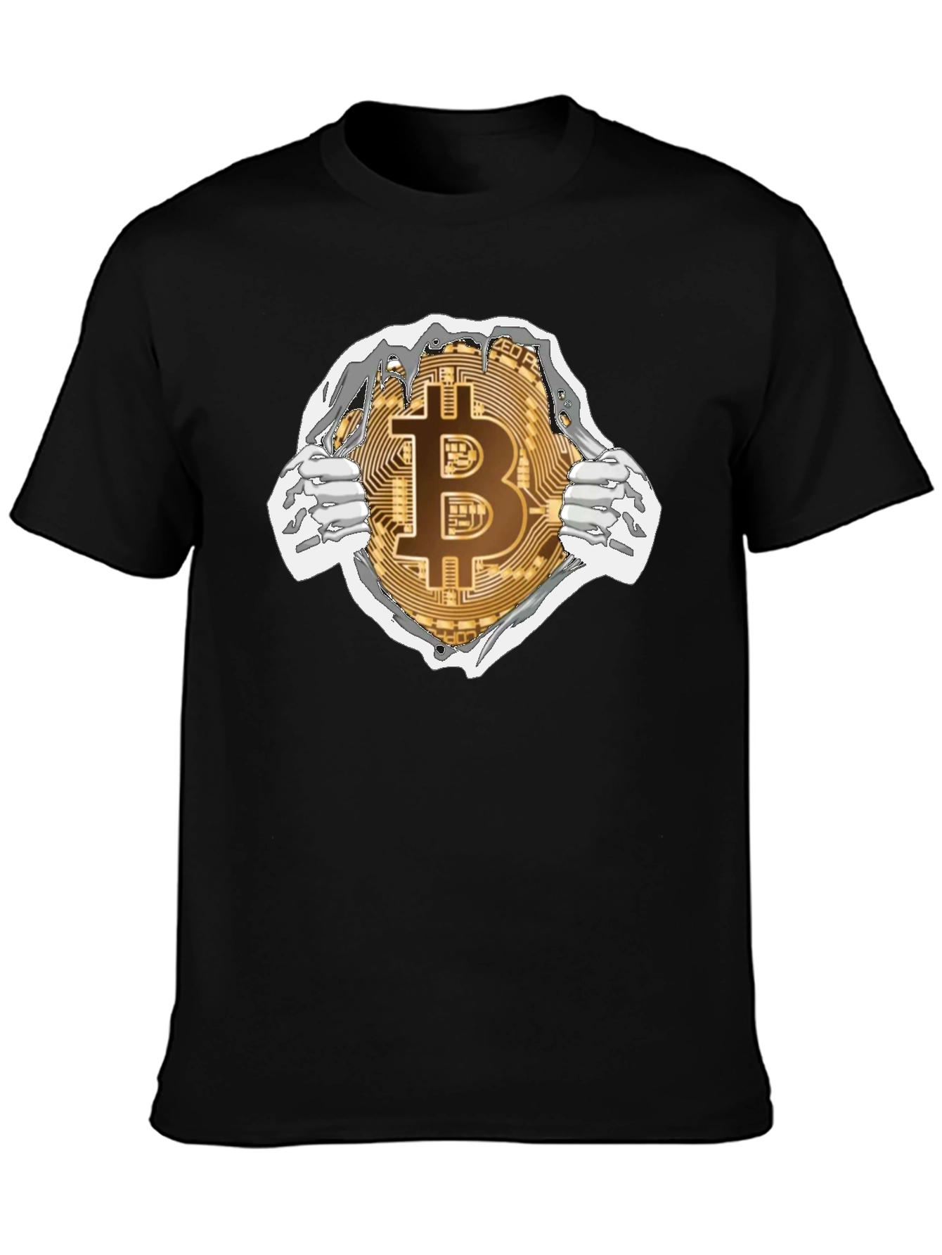 Black Bitcoin Ripped T-Shirt Crypto Currency Tee view 3