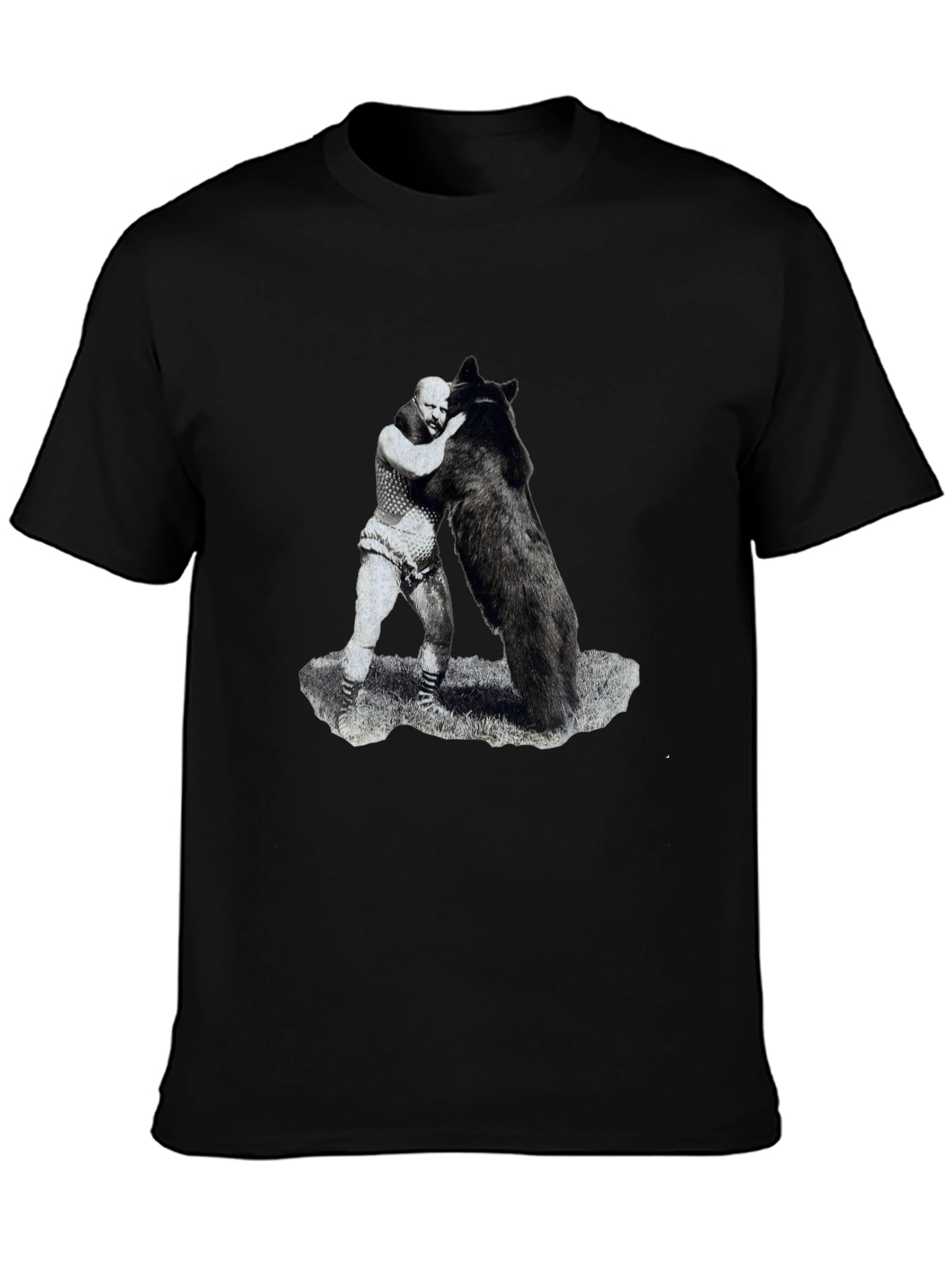 Black Man vs Bear Graphic T-Shirt - Black view 3
