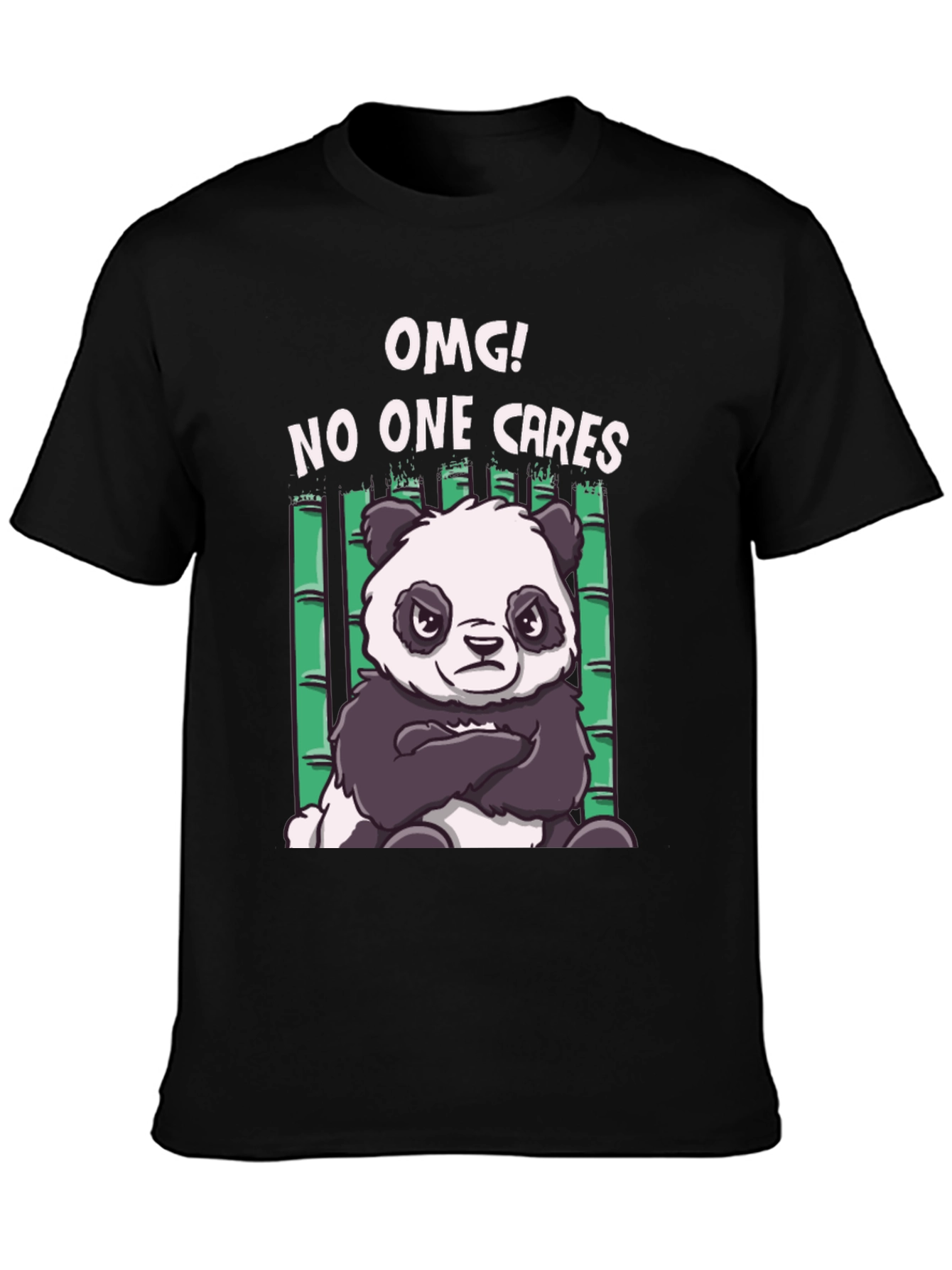 Black OMG! No One Cares Panda T-Shirt view 3