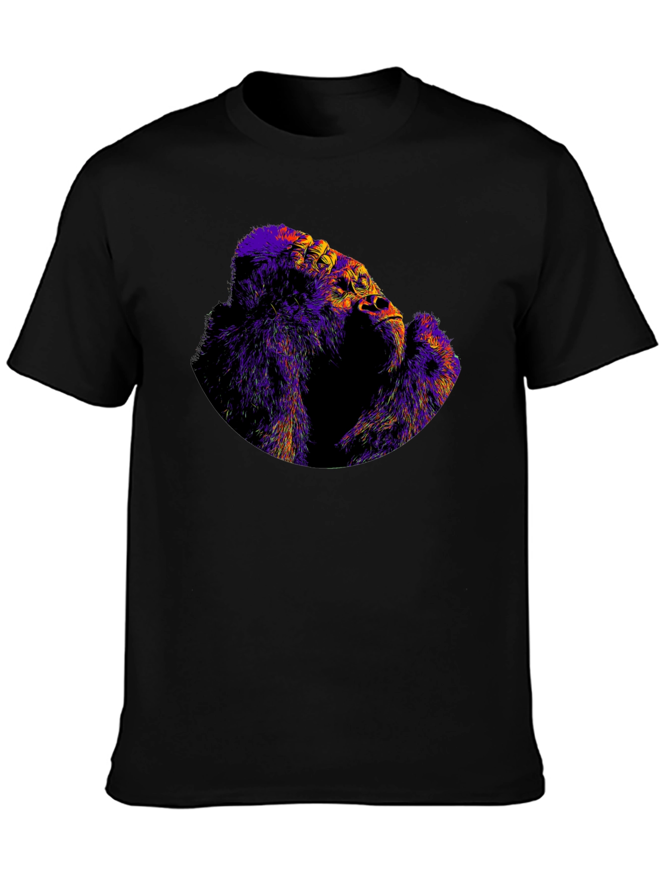 Black Abstract Gorilla Graphic Black Tee view 3