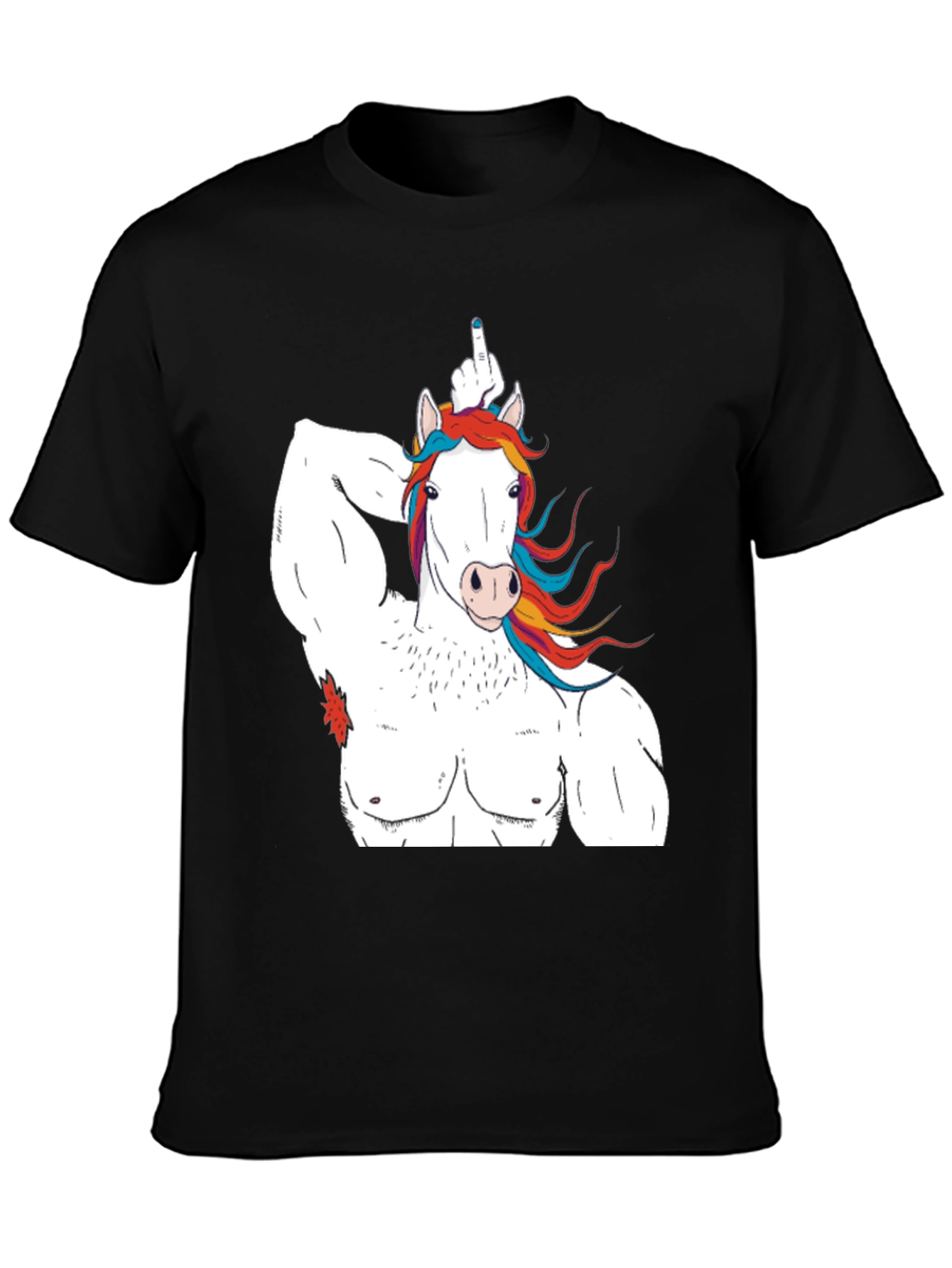 Black Unicorn Bodybuilder Funny Graphic T-Shirt view 3