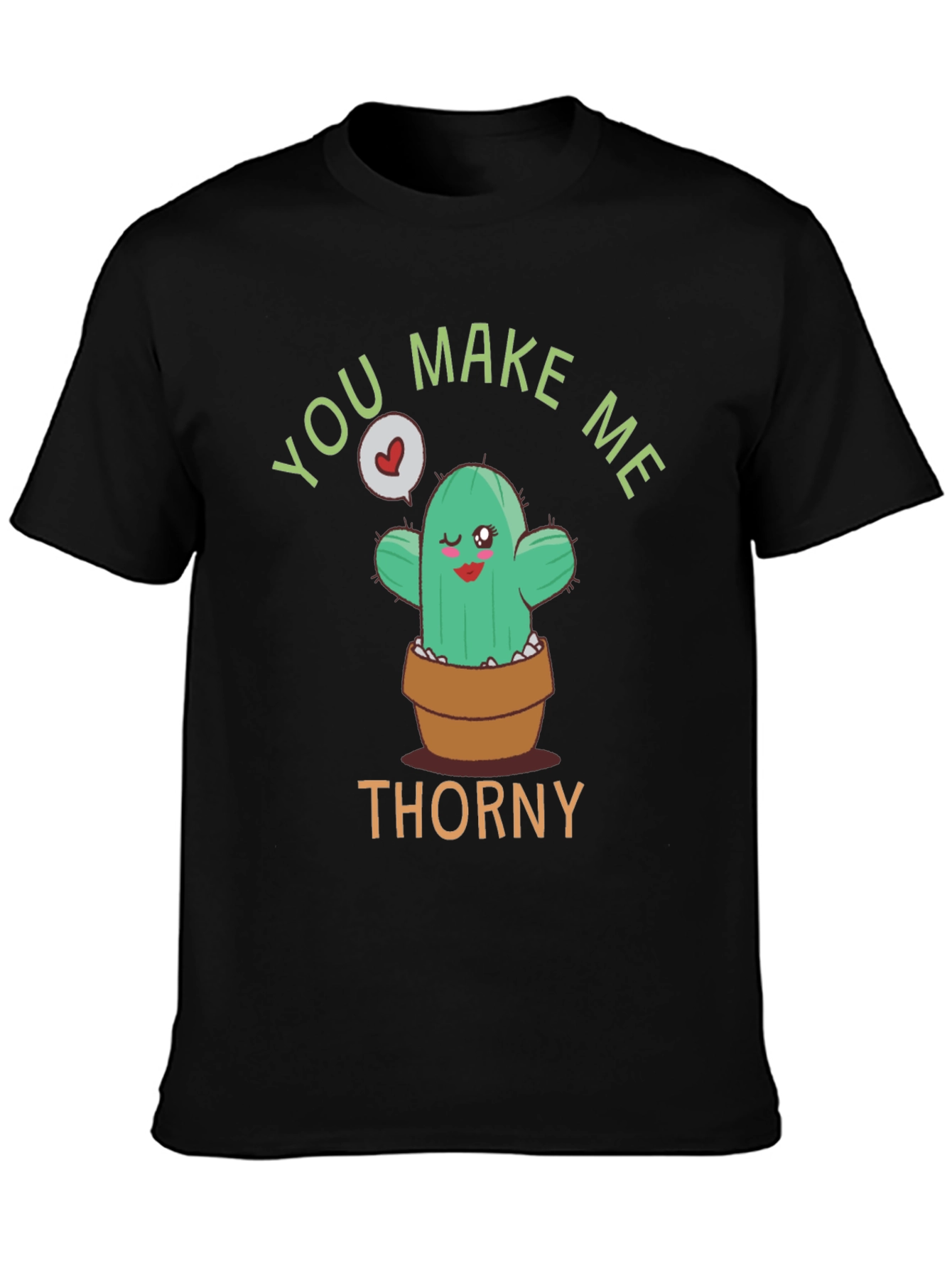 Black You Make Me Thorny T-Shirt - Cute Cactus Graphic Tee view 3
