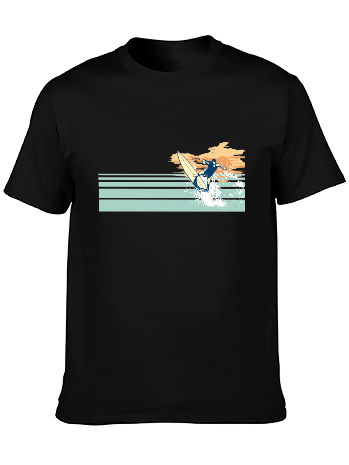 Black Retro Surfer Graphic Tee - Black view 3