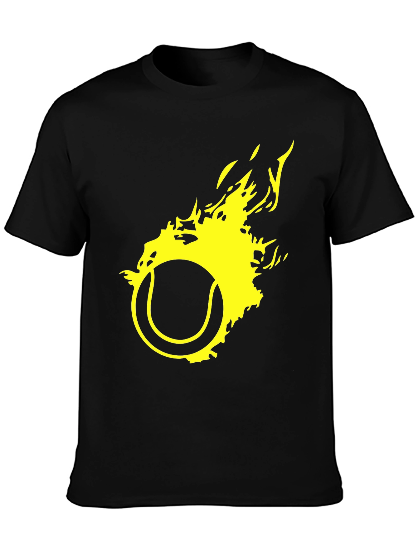 Black Fiery Tennis Ball Graphic T-Shirt view 3