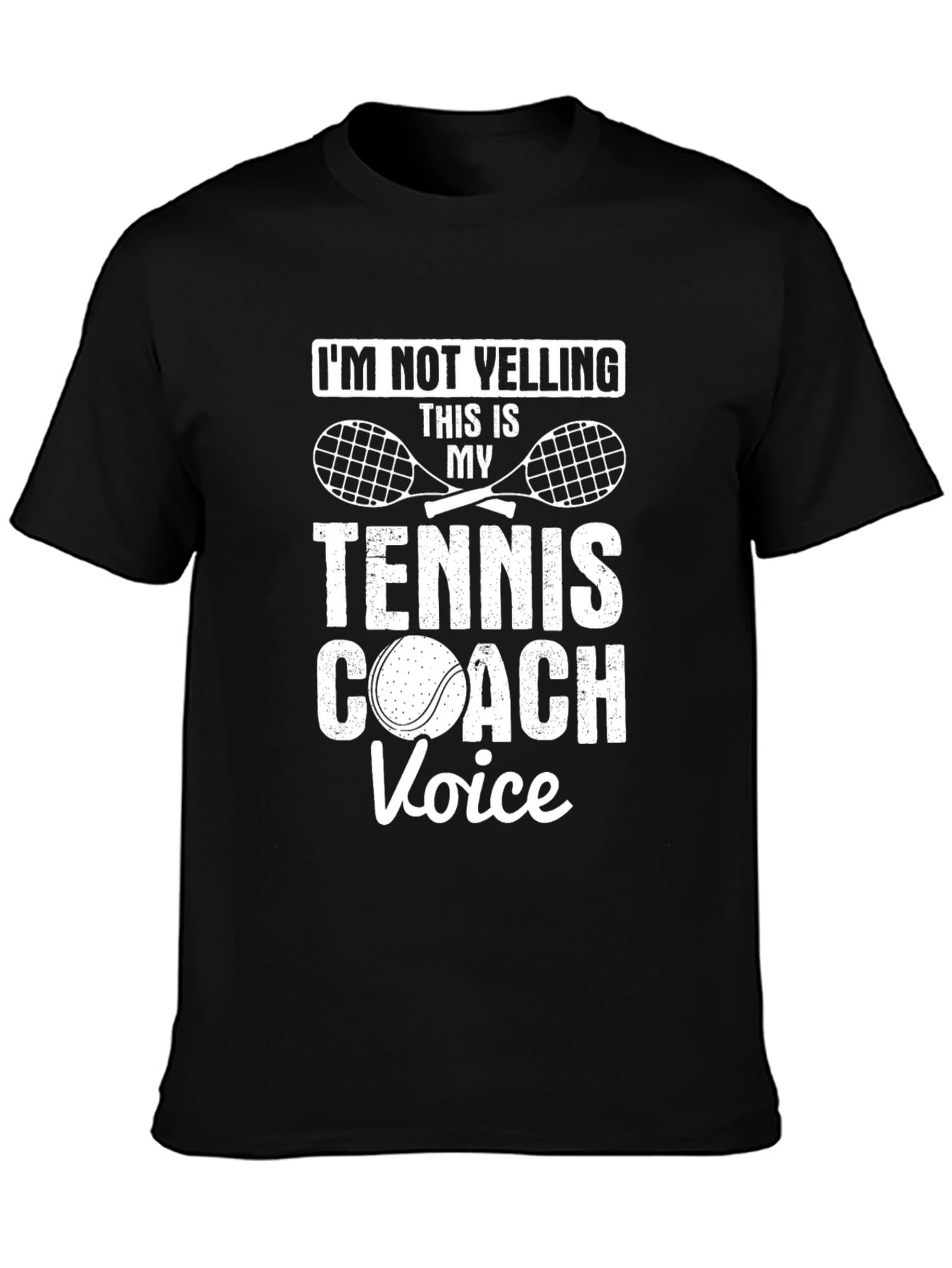 Black Tennis Coach Voice Graphic Tee - Funny Tennis T-Shirt view 3