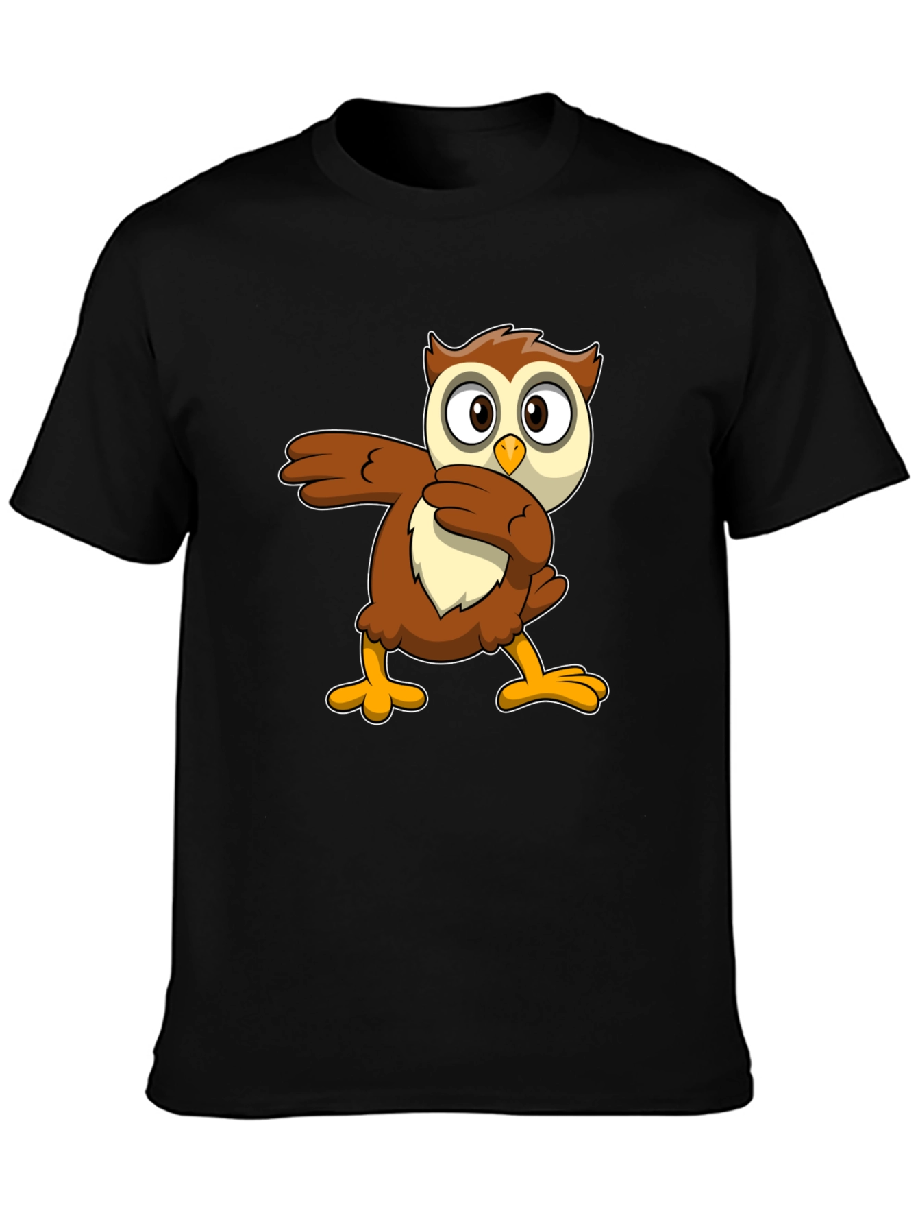 Black Funny Owl Dab Dance Graphic T-Shirt view 3