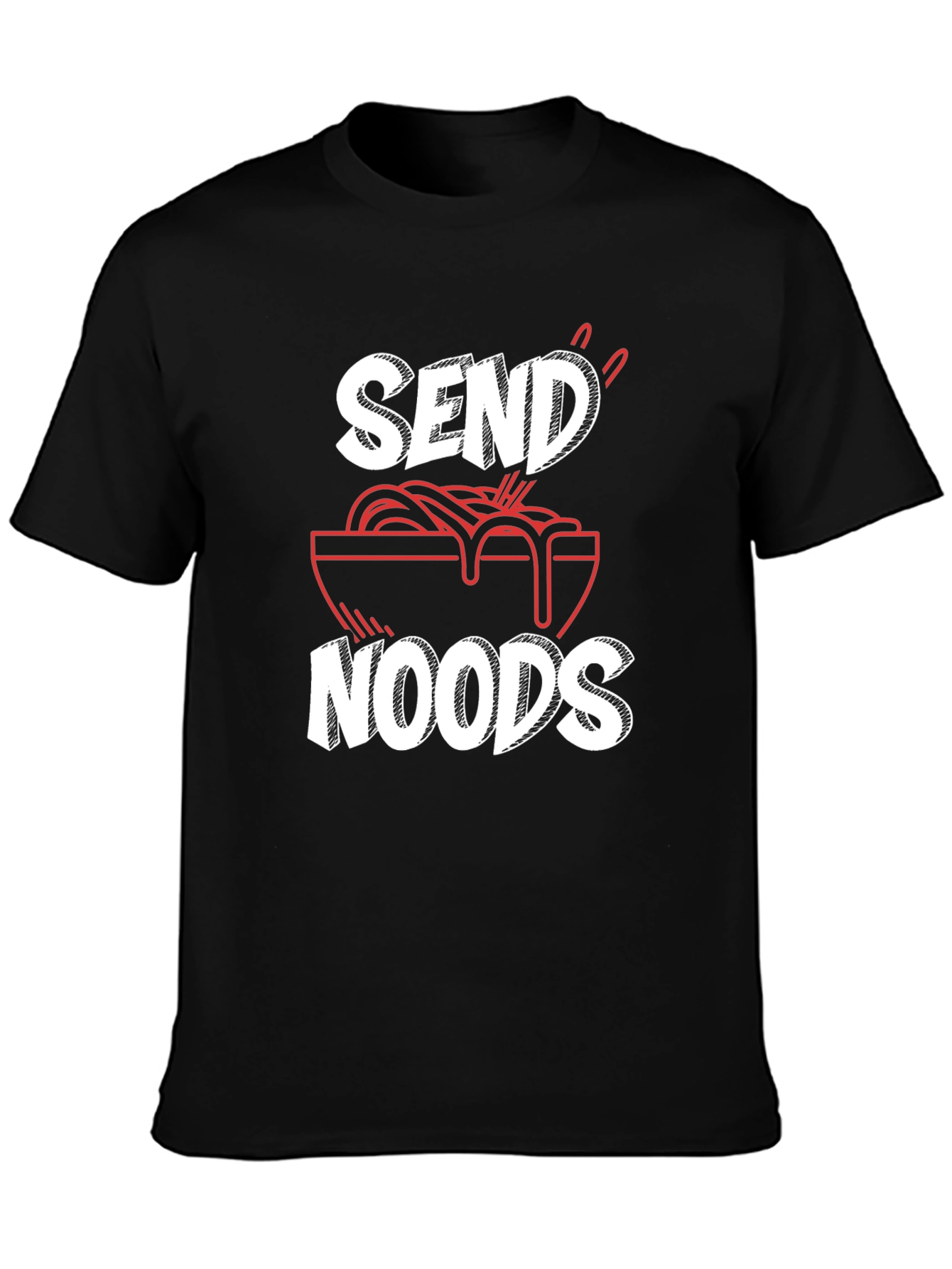 Black Send Noods Graphic Tee - Funny Ramen Shirt view 3