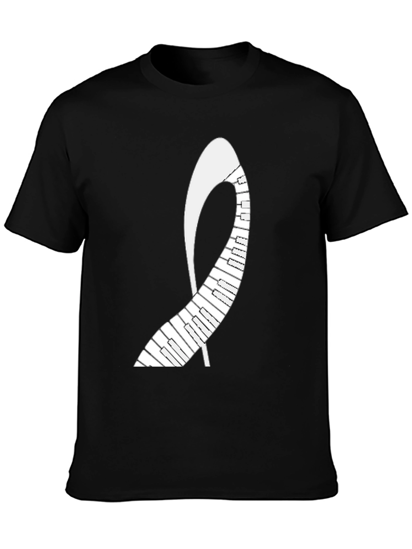 Black Piano Keys Abstract Graphic Tee - Black Unisex T-Shirt view 3