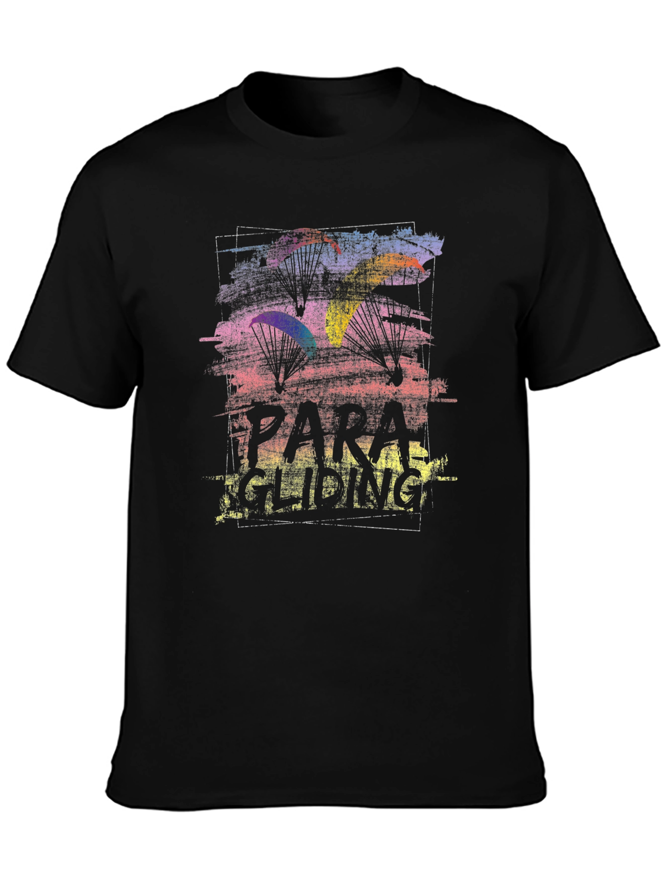 Black Paragliding Graphic T-Shirt - Black Cotton Tee view 3