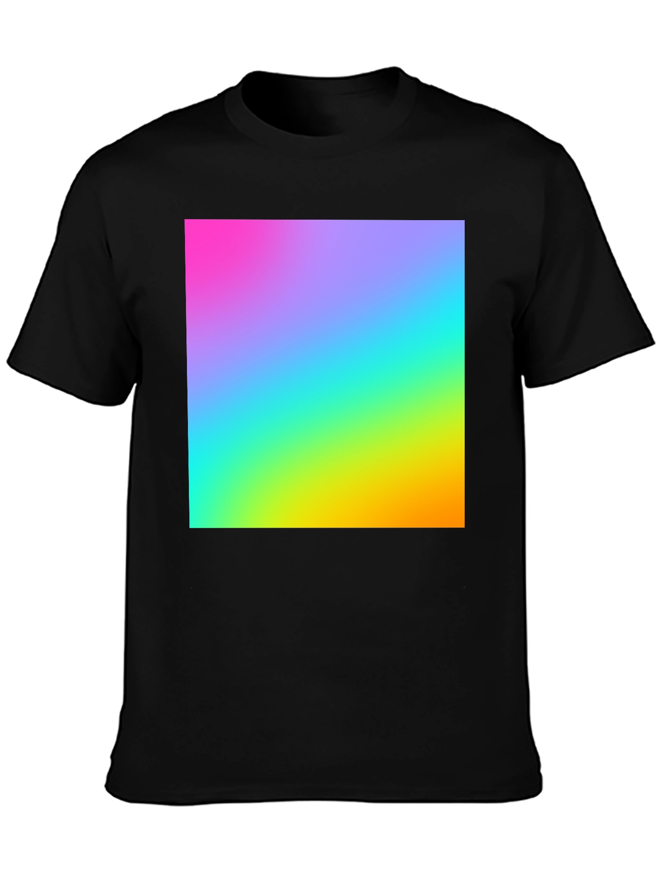 Black Gradient T-Shirt - Vibrant Rainbow Design view 3