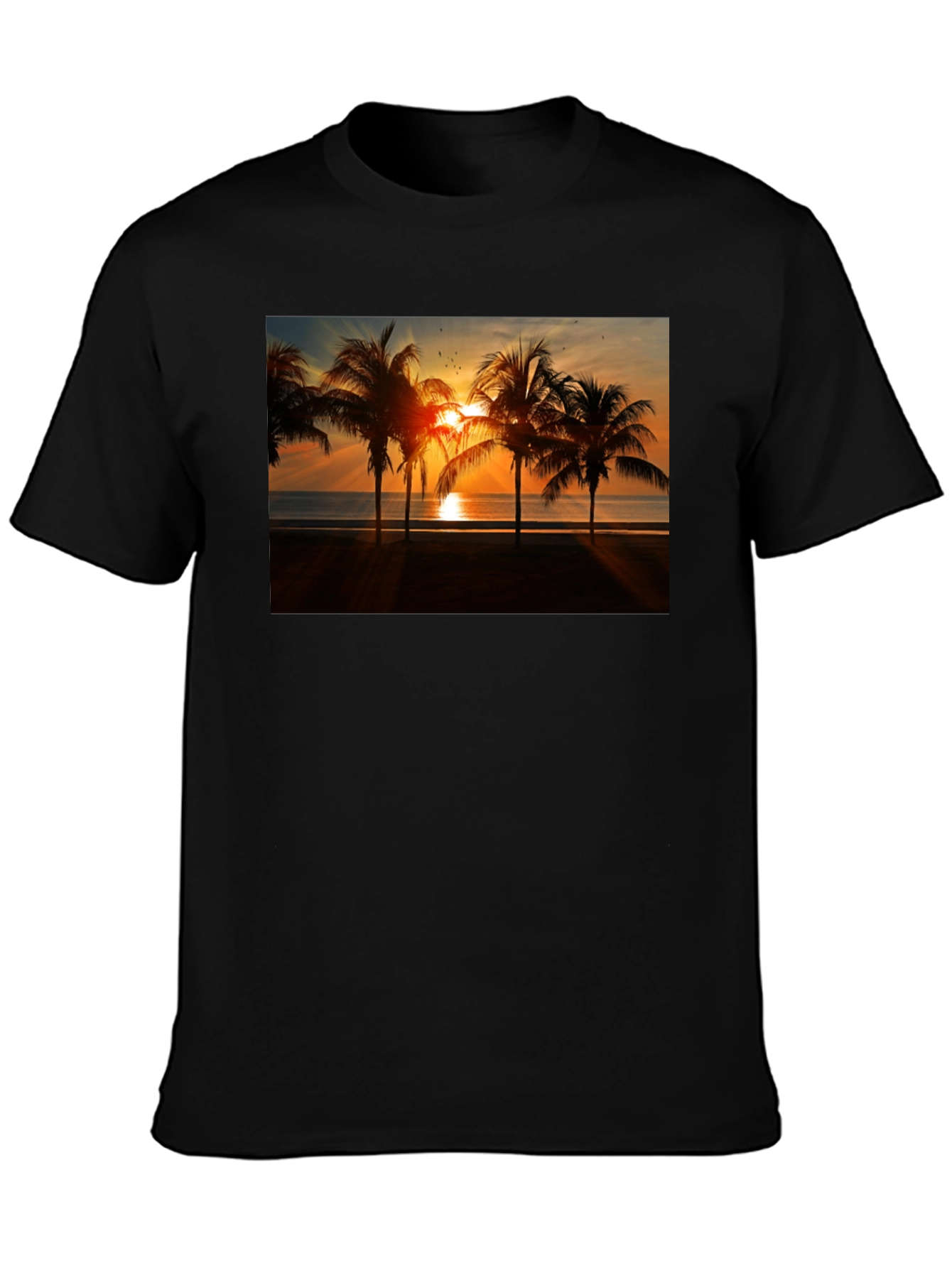 Black Sunset Palm Tree Graphic Tee view 3